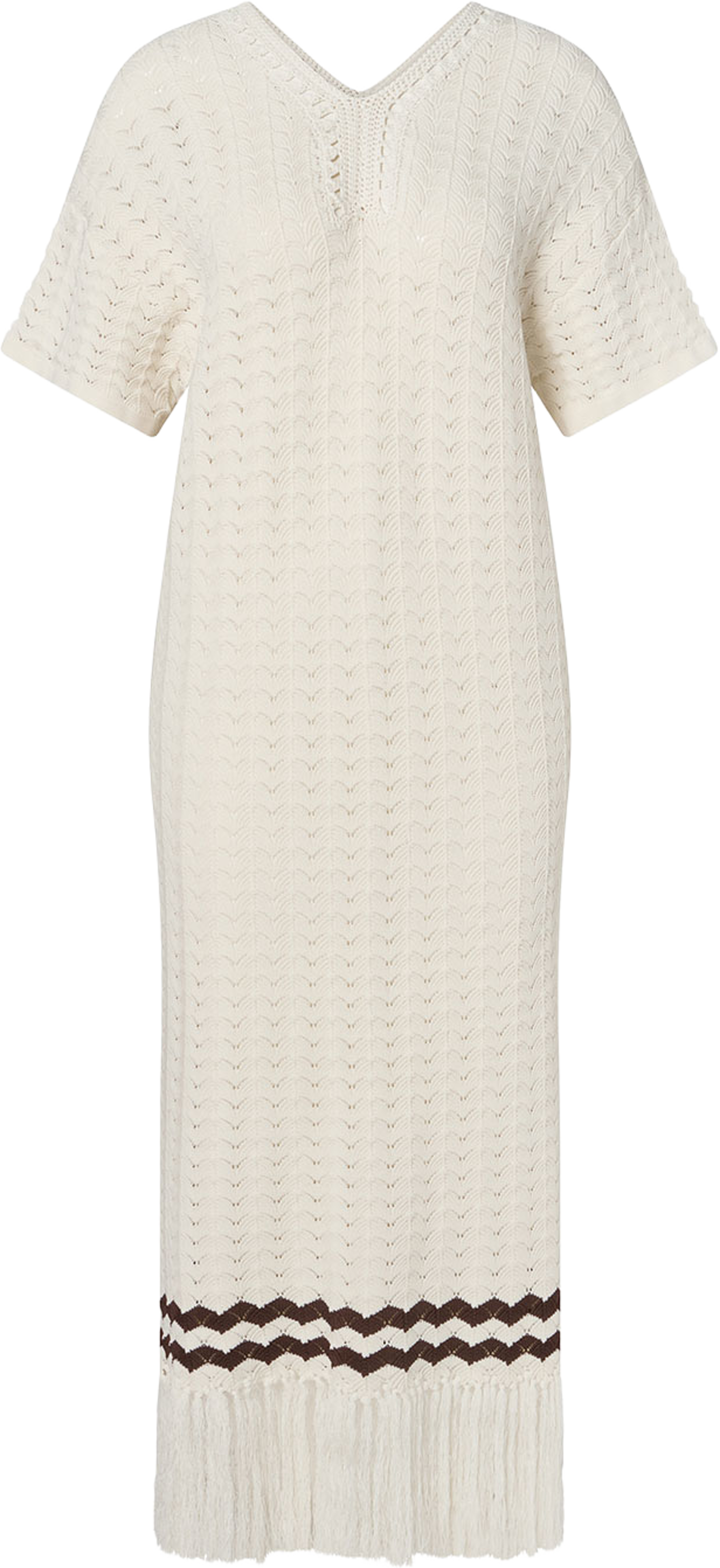 Kira Knitted Fringe Midi Dress Midi, från Malina, i färgen White. Klicka för att öppna bilden i stort format