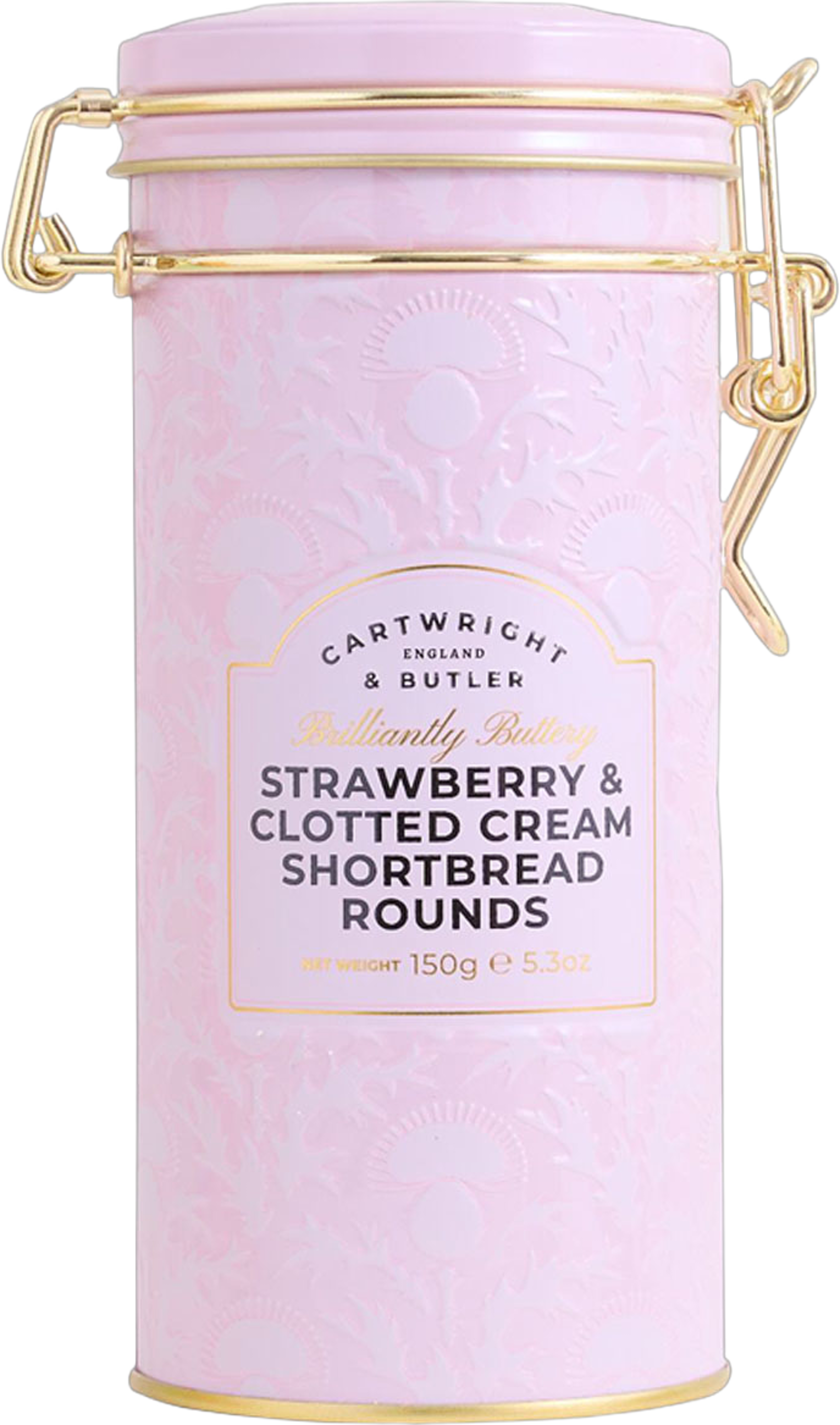 Plåt Strawberry & Clotted Cream shortbread Rounds Plåt 150g, från Cartwright & Butler. Klicka för att öppna bilden i stort format