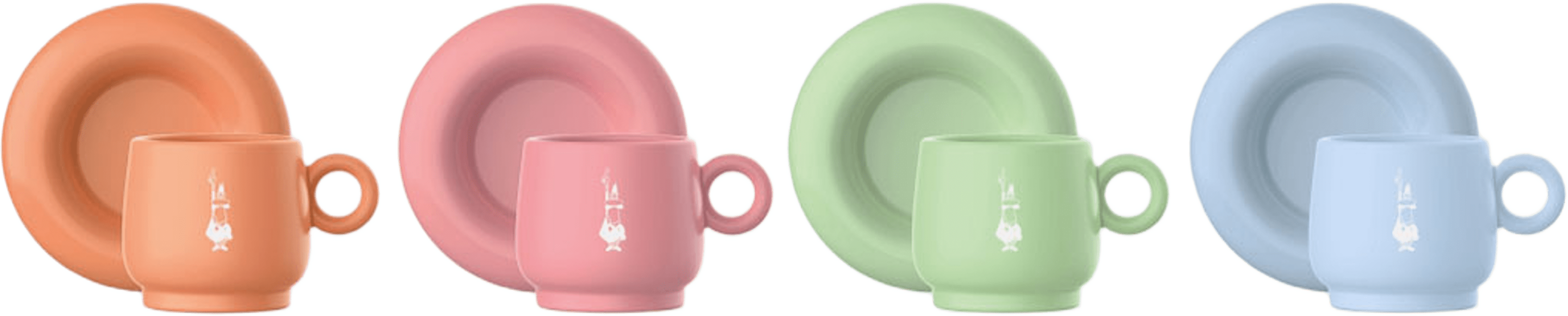 Espressokoppar med fat PRIMAVERA, från Bialetti. Klicka för att öppna bilden i stort format