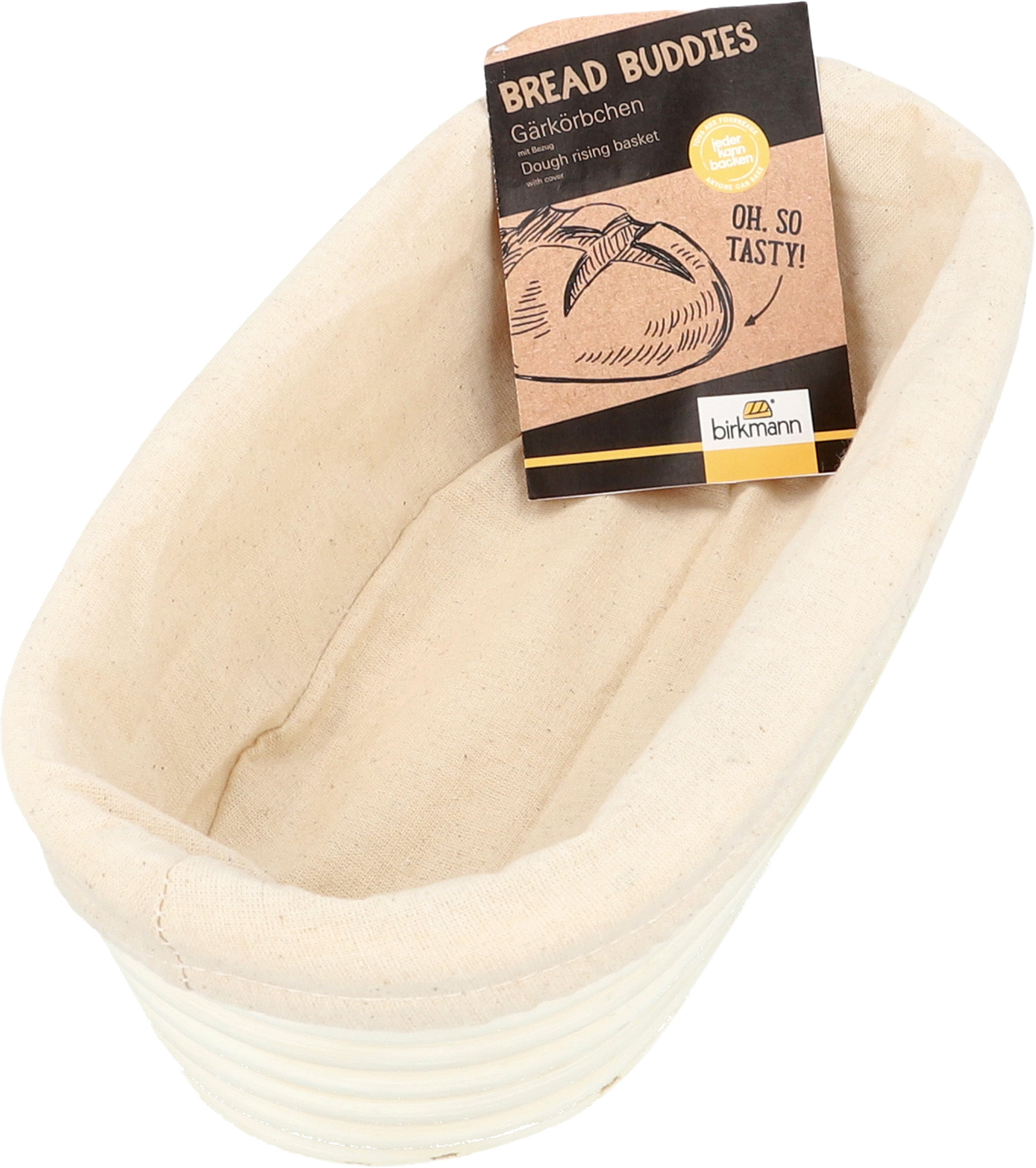 Jäskorg Avlång Med Bomullsduk 30 x 14 cm, från Birkmann. Klicka för att öppna bilden i stort format