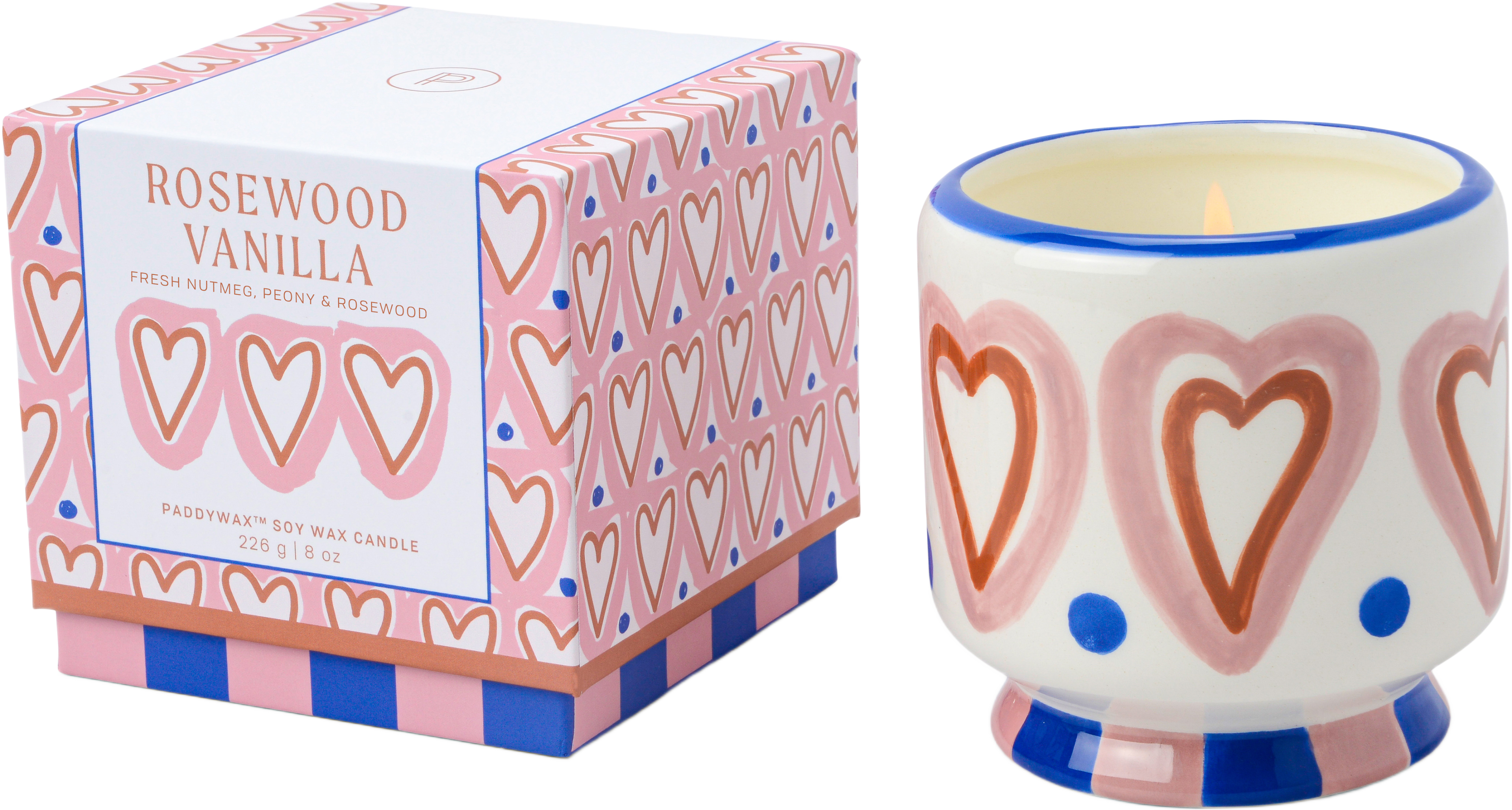 Doftljus Adopo, Hearts - Rosewood Vanilla, från Paddywax. Klicka för att öppna bilden i stort format