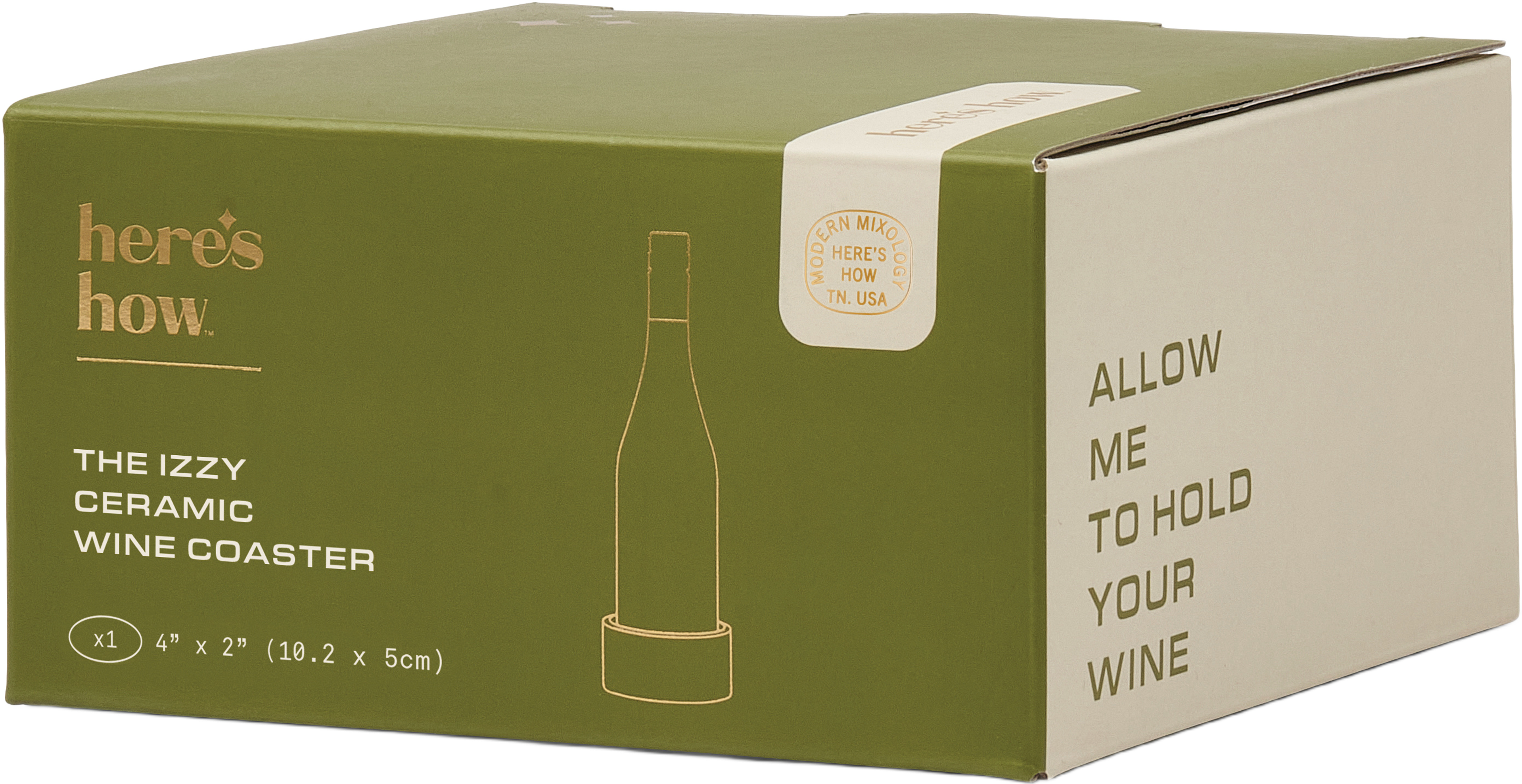 Vinunderlägg - Izzy Wine Coaster - Grön rand, från Here's How. Klicka för att öppna bilden i stort format