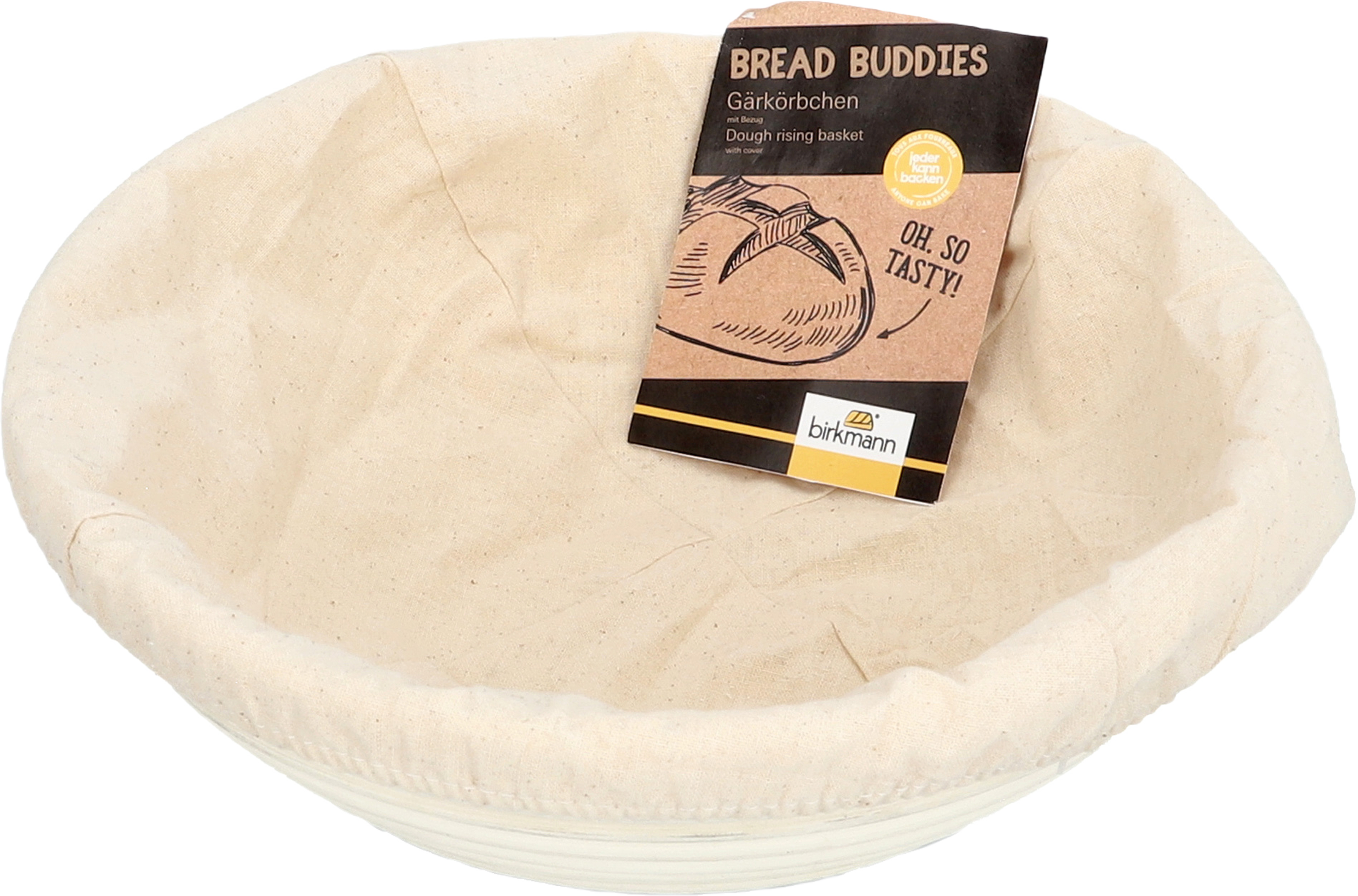 Jäskorg Rund Med Bomullsduk 25 cm, från Birkmann. Klicka för att öppna bilden i stort format