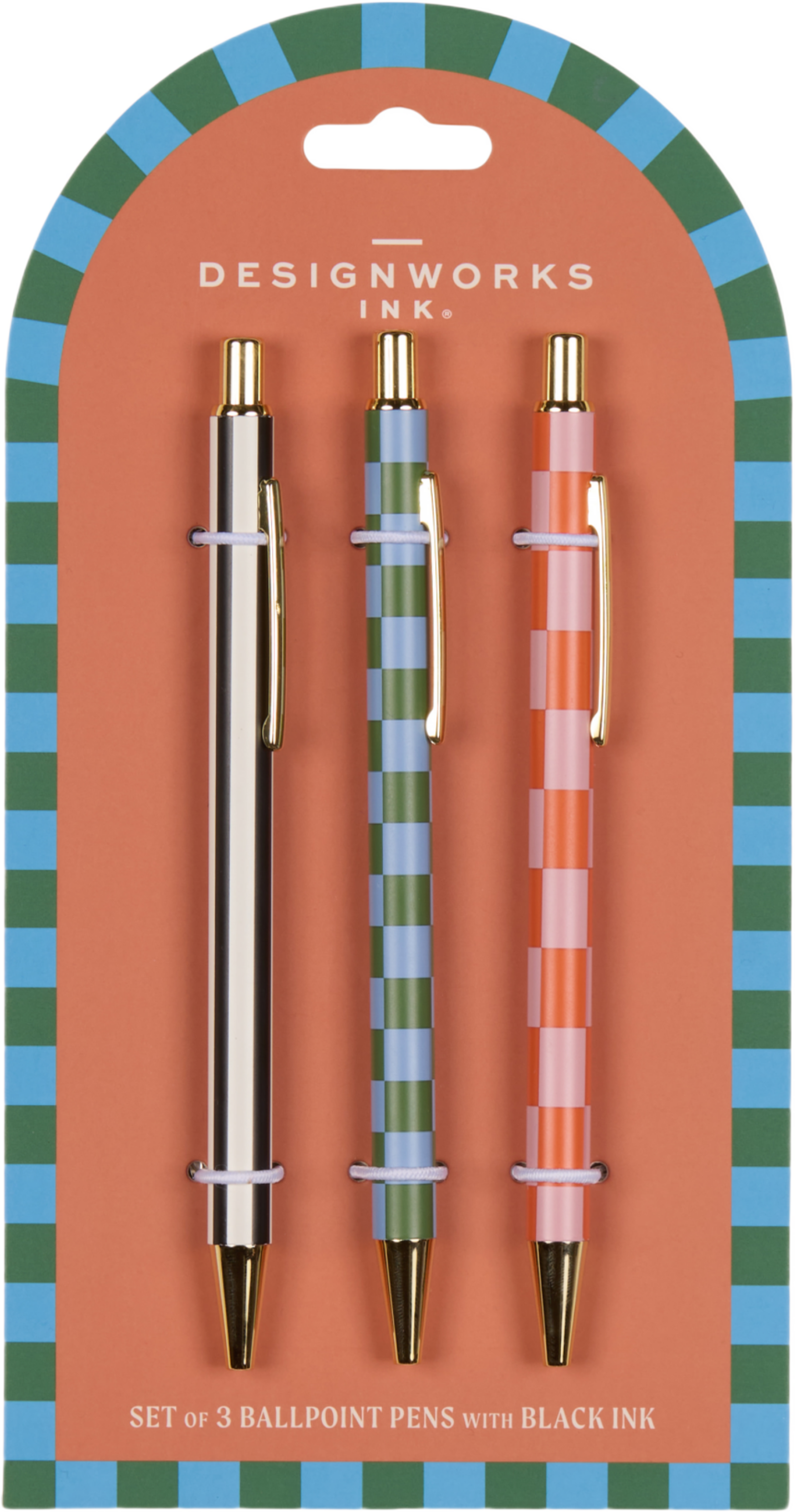 Trio Kulspetspennor Adopo- Stripes & Checks, från DesignWorks Ink. Klicka för att öppna bilden i stort format