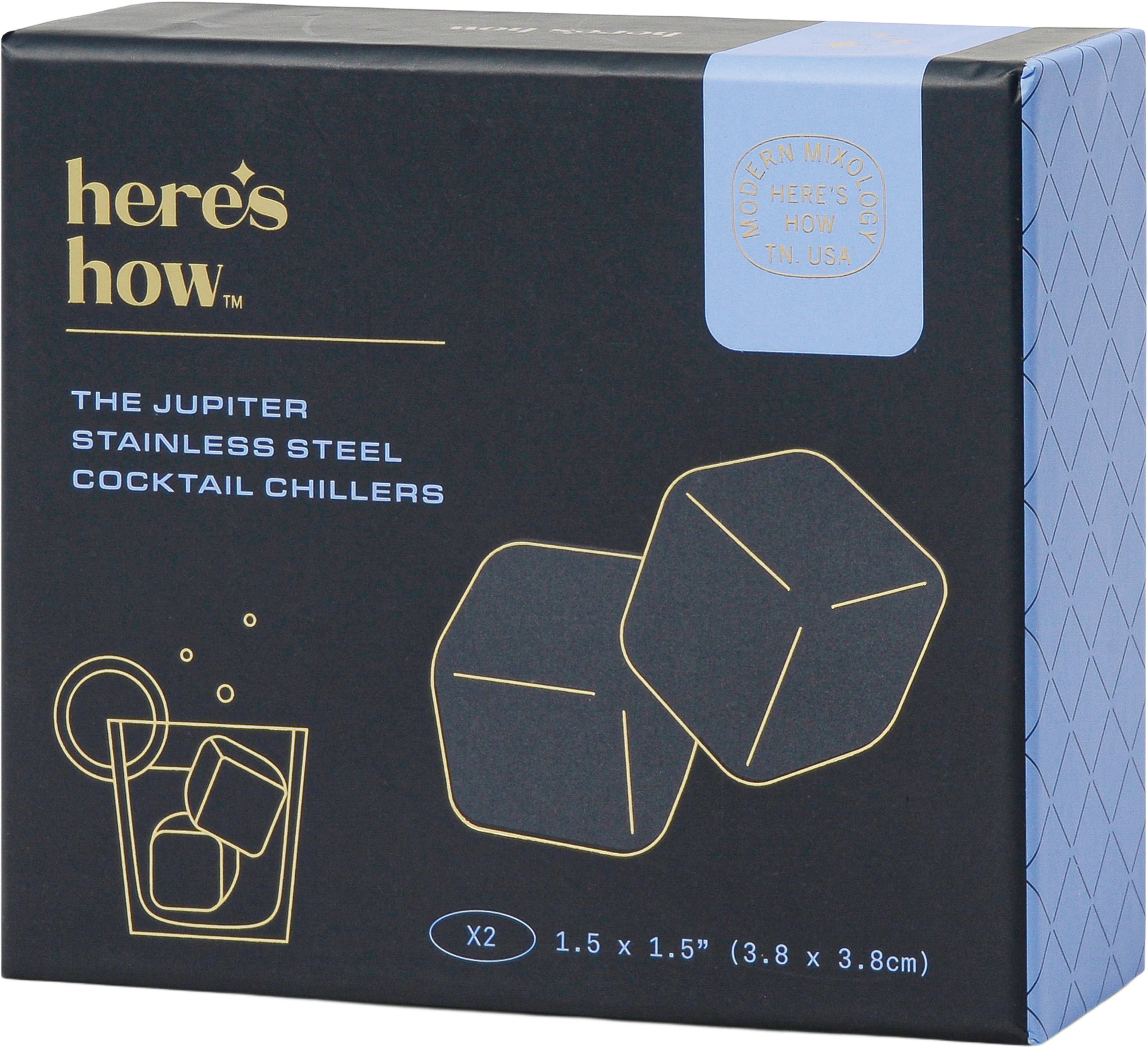 Kylkub för cocktail The Jupiter - Silver Set om 2, från Here's How. Klicka för att öppna bilden i stort format