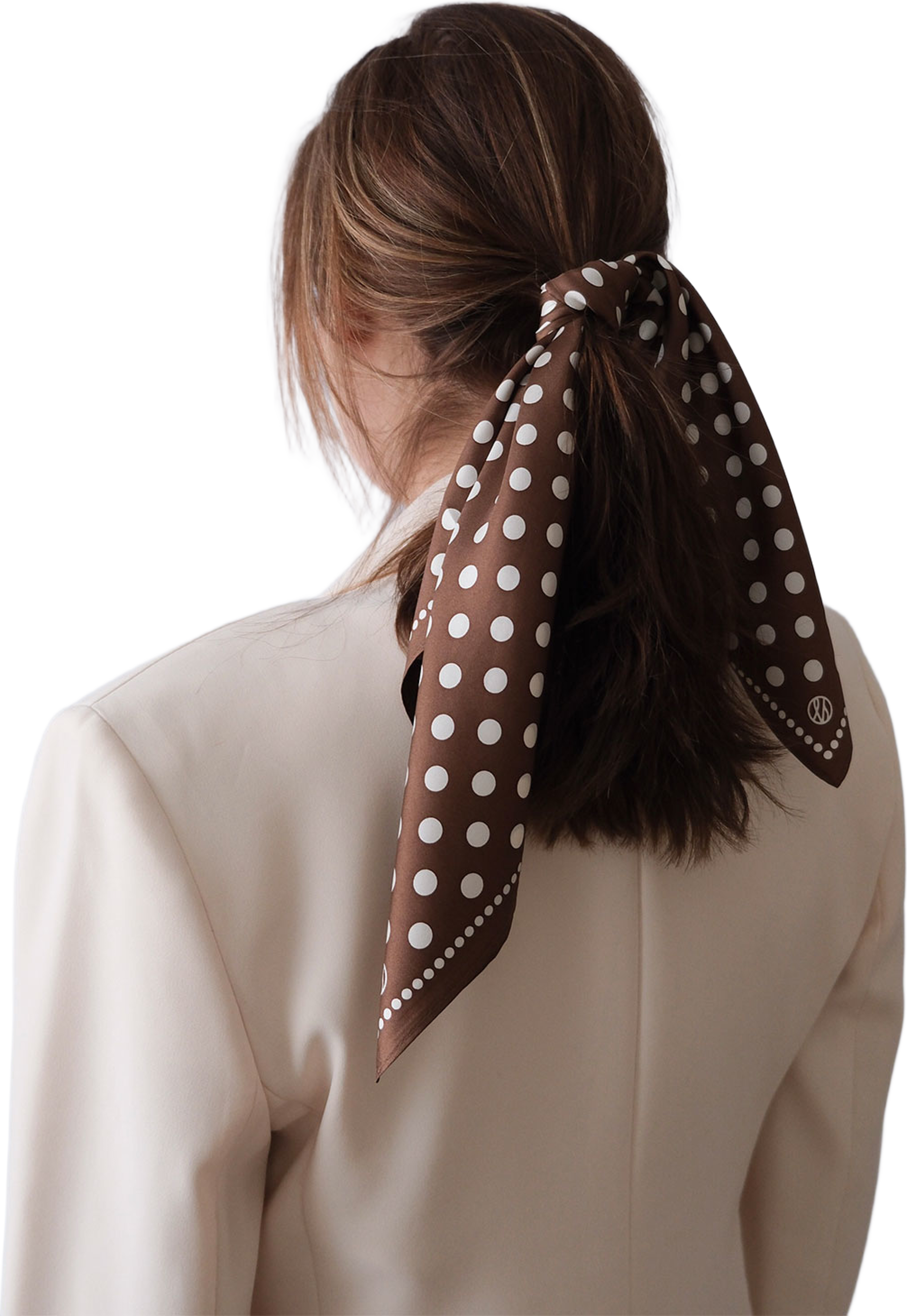 Polkadot Scarf Milk Chocolate, från lescarf, i färgen Milk Chocholate & White. Klicka för att öppna bilden i stort format