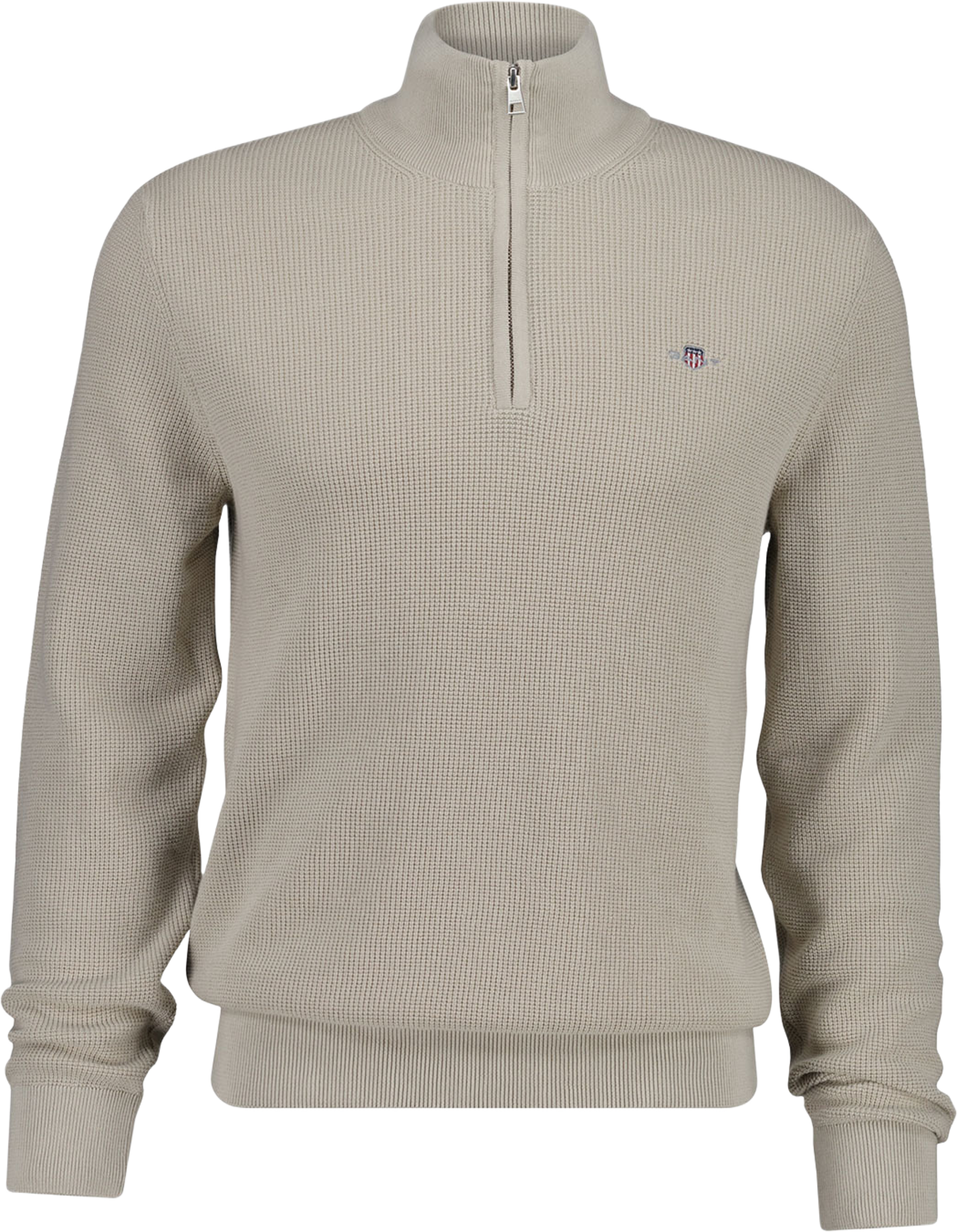 Textured Cotton Half-Zip Sweater, från GANT, i färgen Clay Beige. Klicka för att öppna bilden i stort format