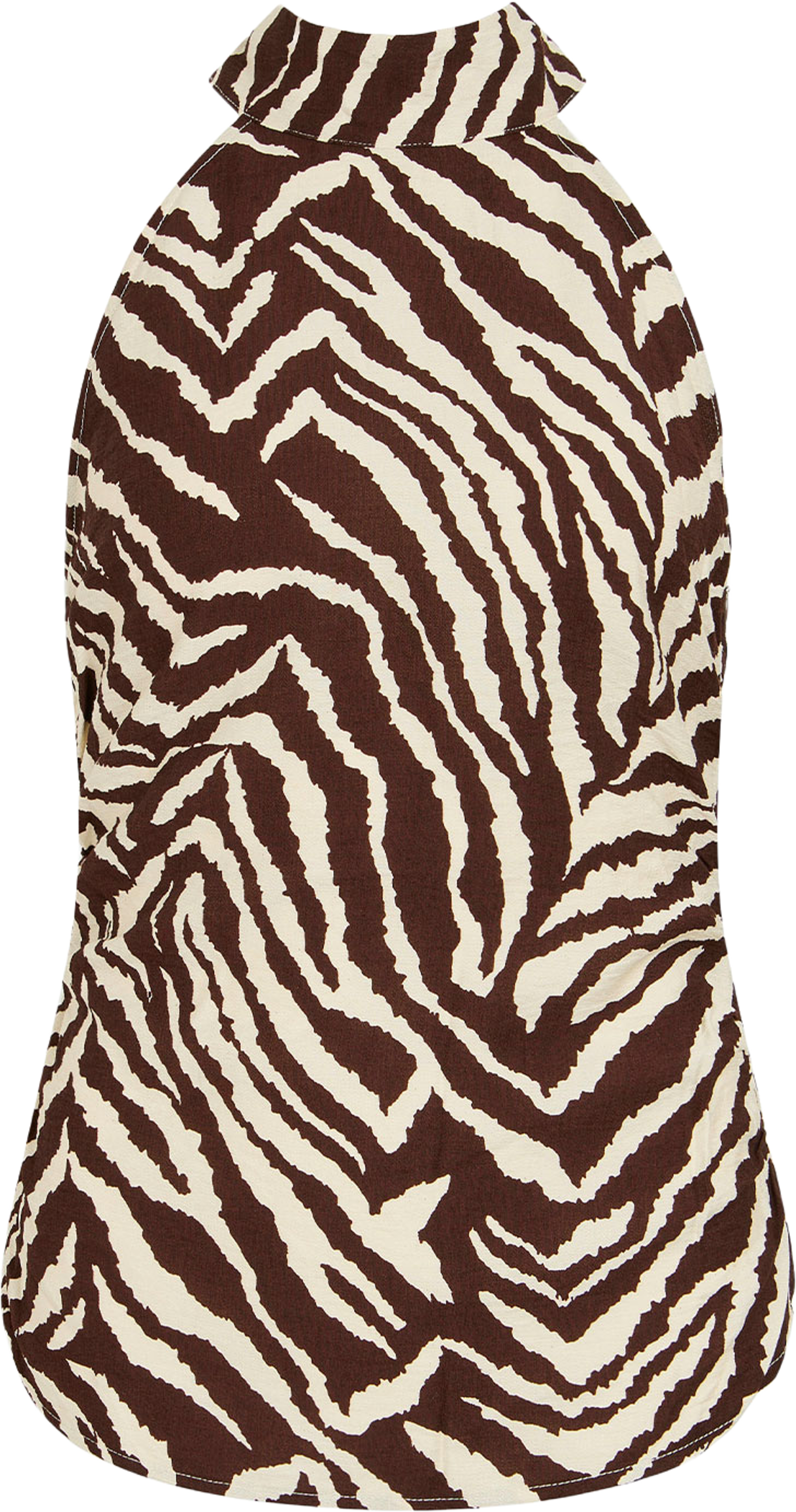 Vijuliet Halterneck Top, från Vila, i färgen Coffee Bean Zebra. Klicka för att öppna bilden i stort format