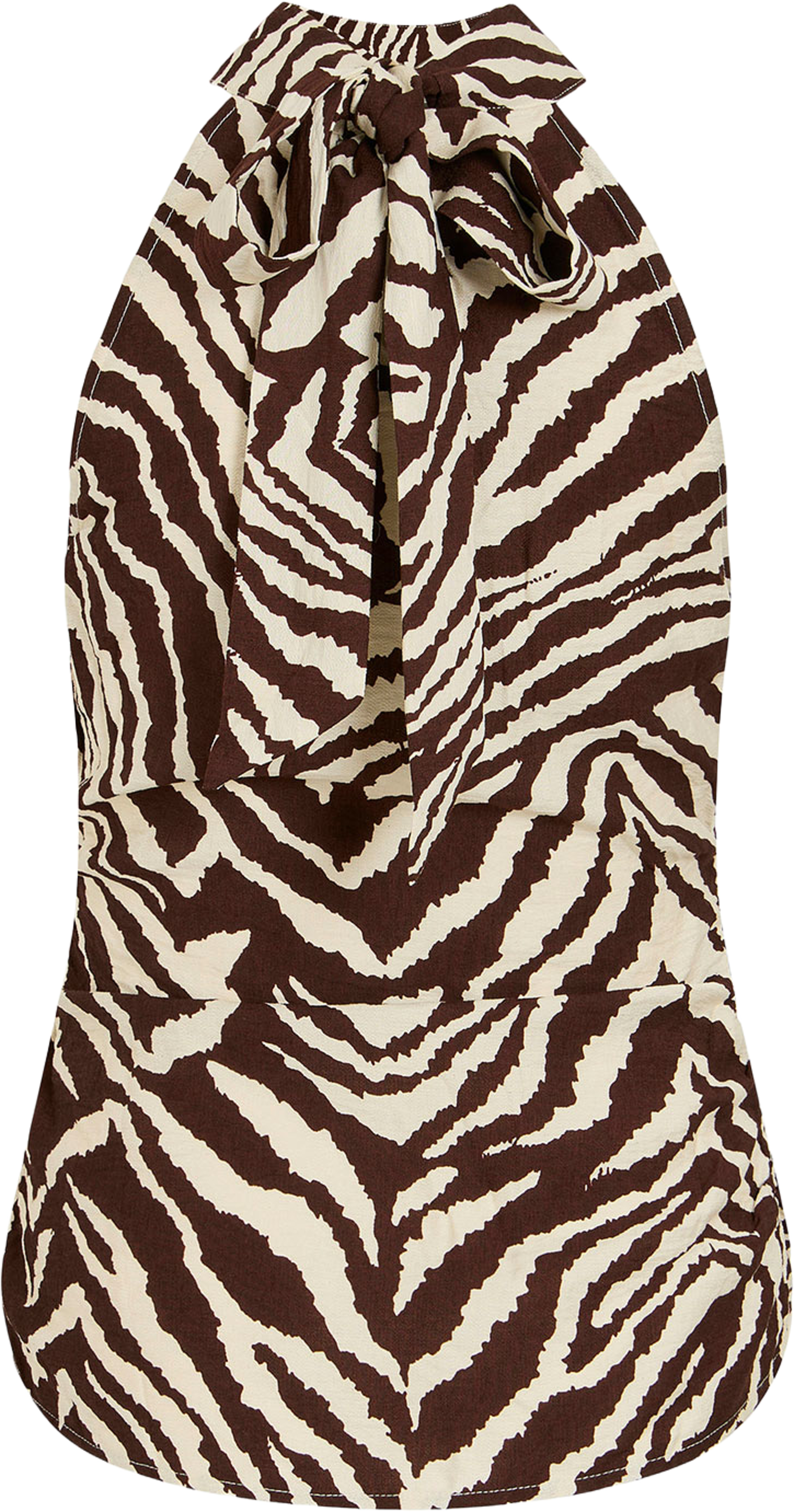 Vijuliet Halterneck Top, från Vila, i färgen Coffee Bean Zebra. Klicka för att öppna bilden i stort format