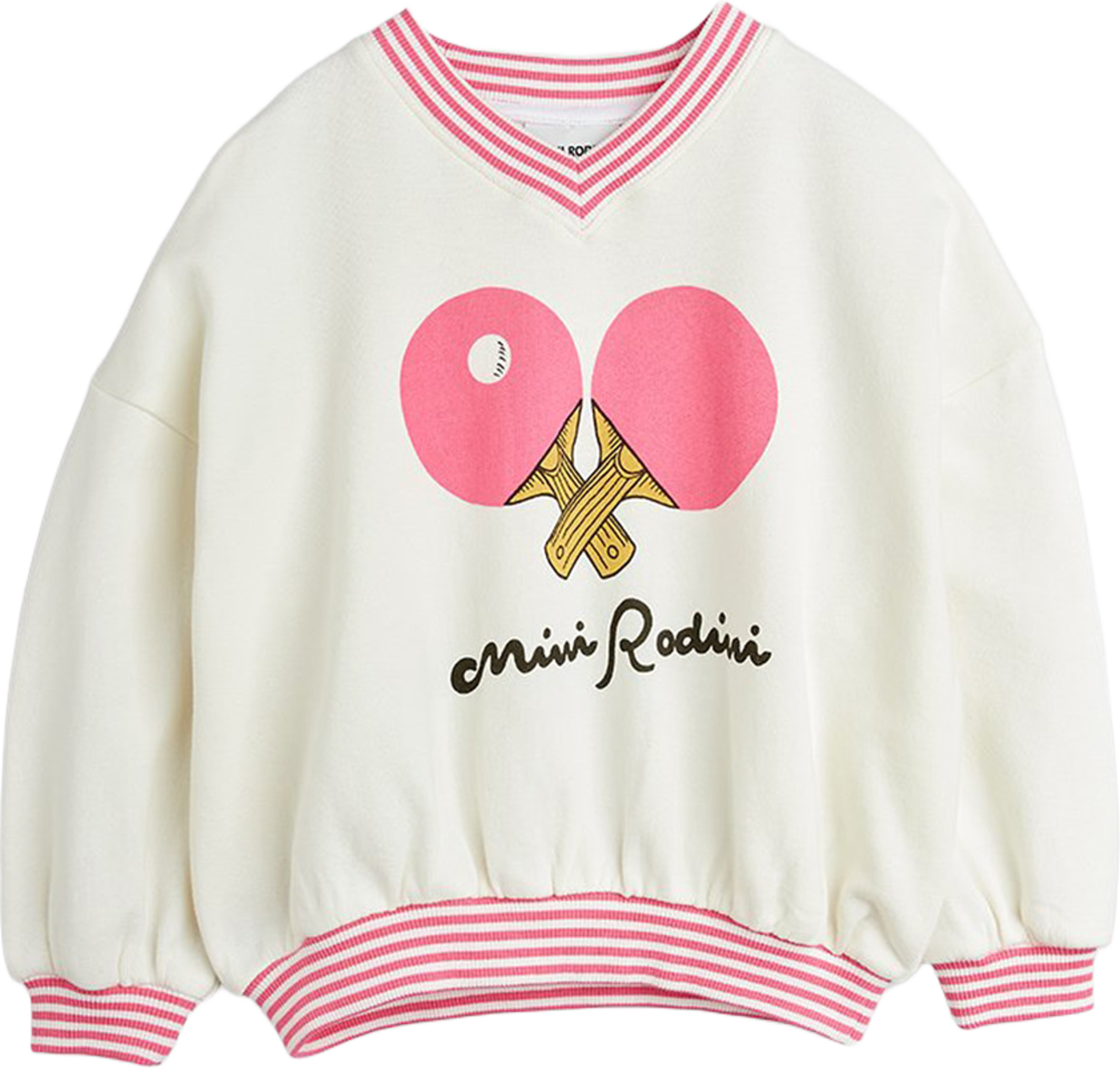 Table Tennis Striped Rib Sweatshirt, från Mini Rodini, i färgen White. Klicka för att öppna bilden i stort format