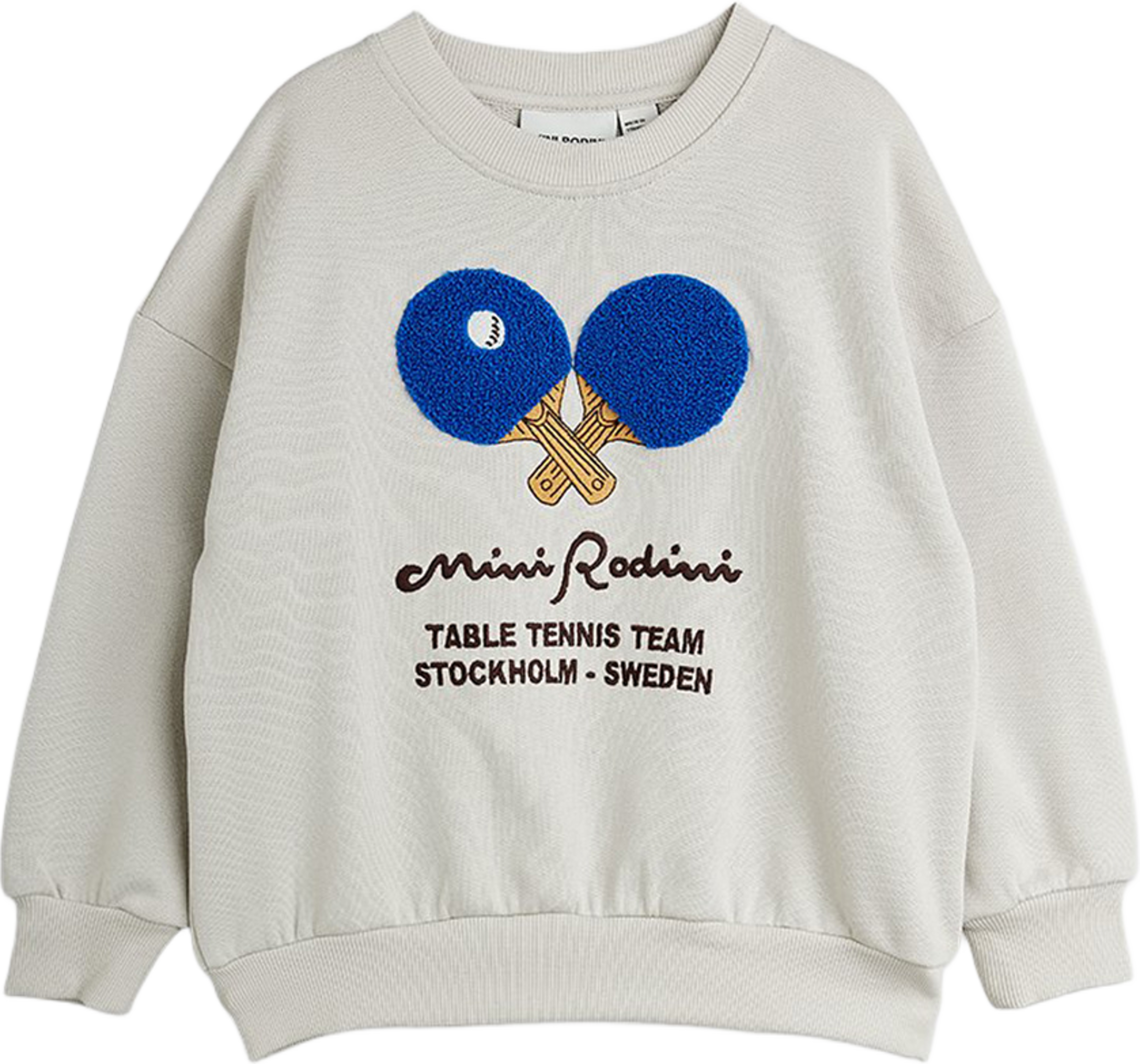 Table Tennis Chenille Sweatshirt, från Mini Rodini, i färgen Grey. Klicka för att öppna bilden i stort format