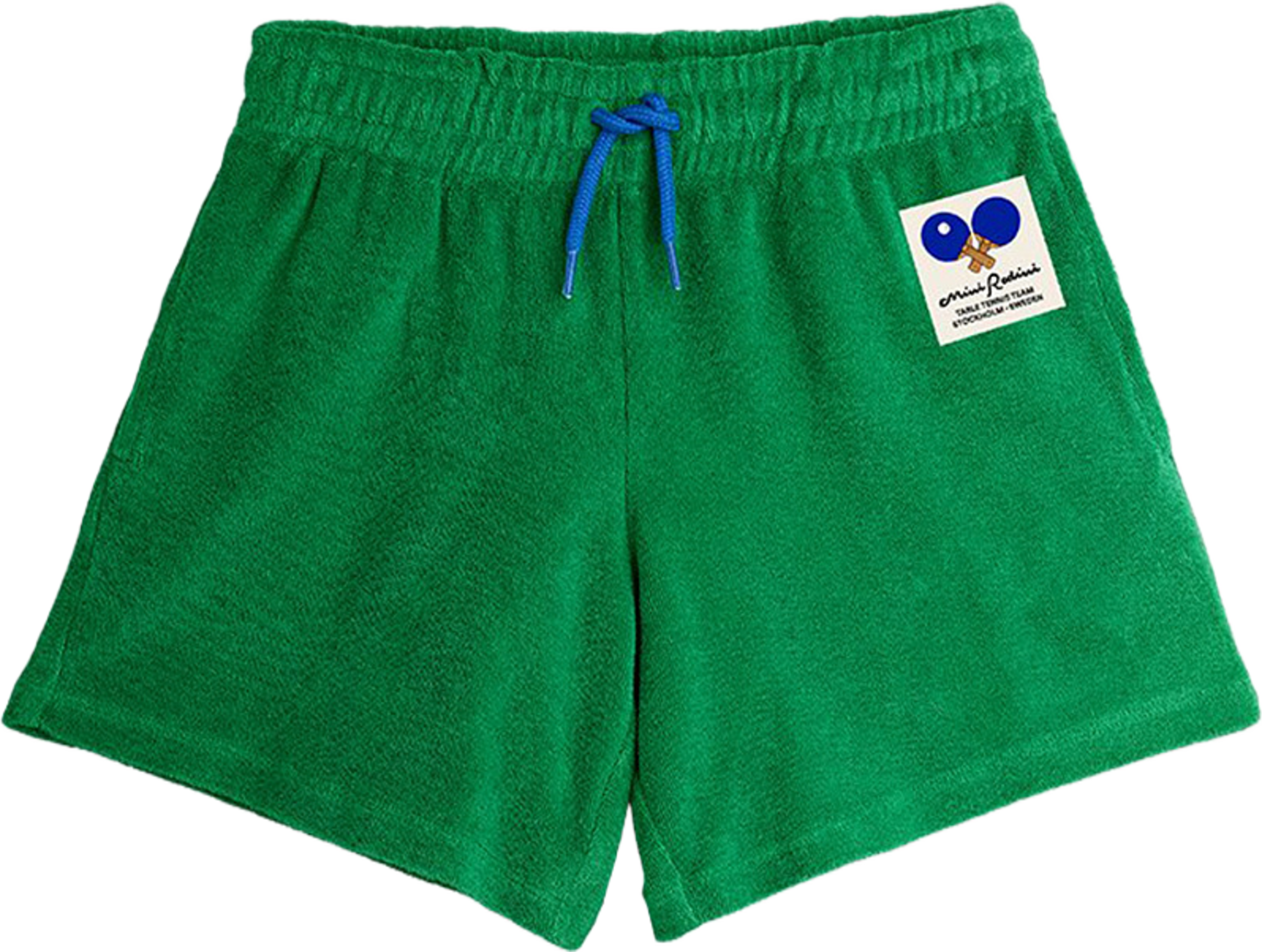 Table Tennis Patch Terry Shorts, från Mini Rodini, i färgen Green. Klicka för att öppna bilden i stort format