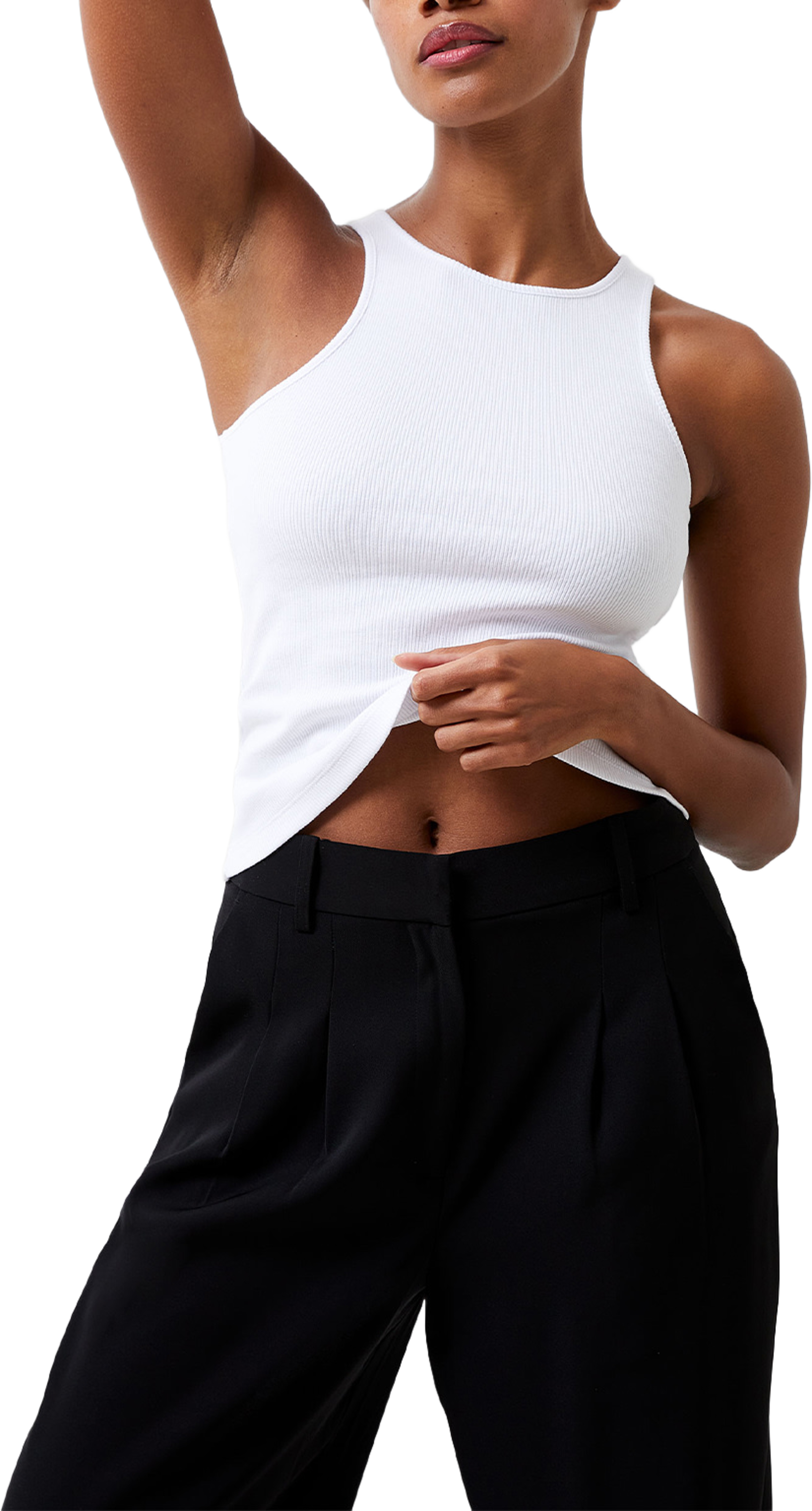 Rassia Sheryle Ribbed Tank, från French Connection, i färgen White. Klicka för att öppna bilden i stort format
