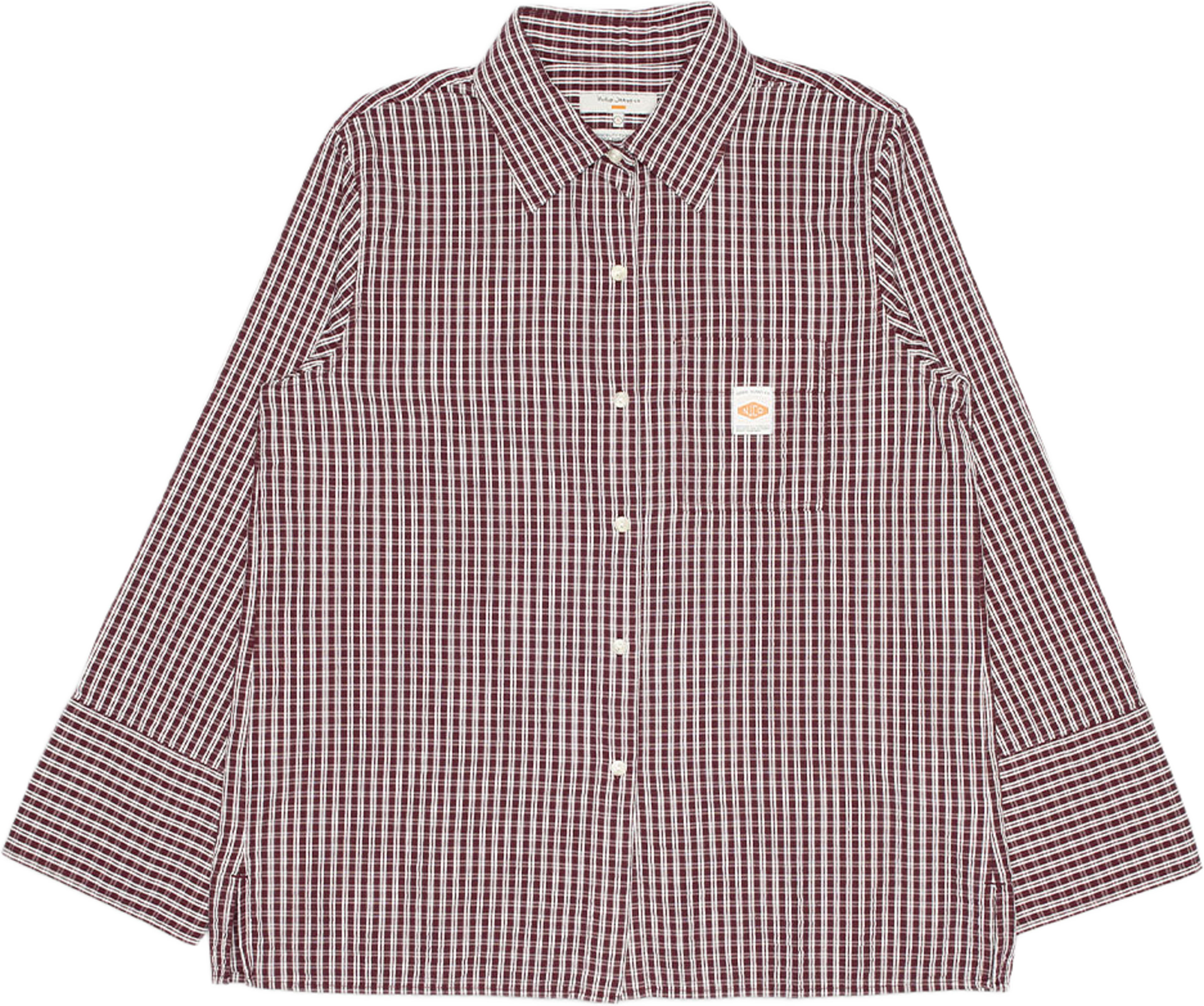 Sassa Shirt Check, från Nudie Jeans, i färgen Wine/Offwhite. Klicka för att öppna bilden i stort format