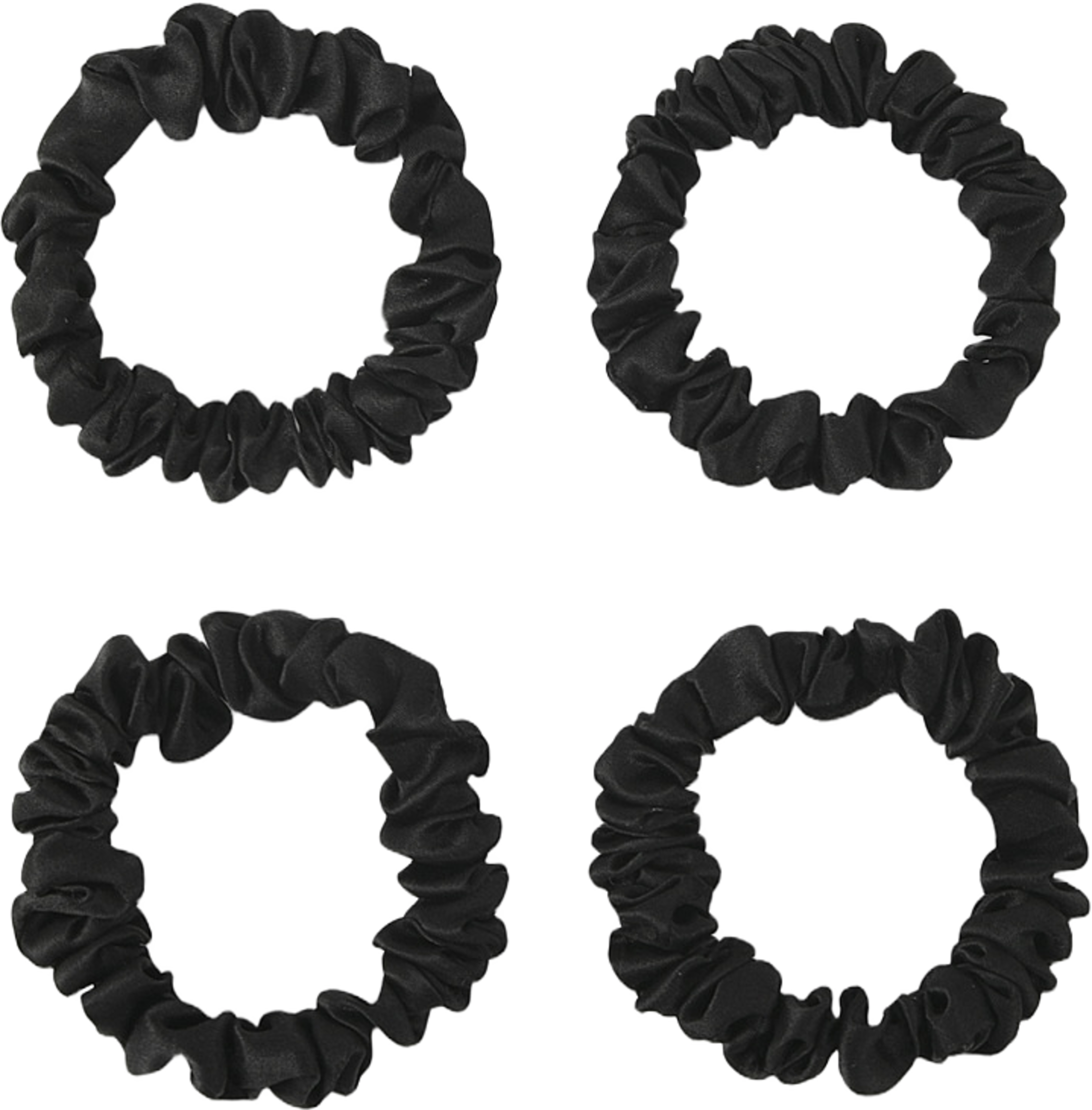 Silk Scrunchies Small, 4 pcs, från Å BEAUTY, i färgen Black. Klicka för att öppna bilden i stort format