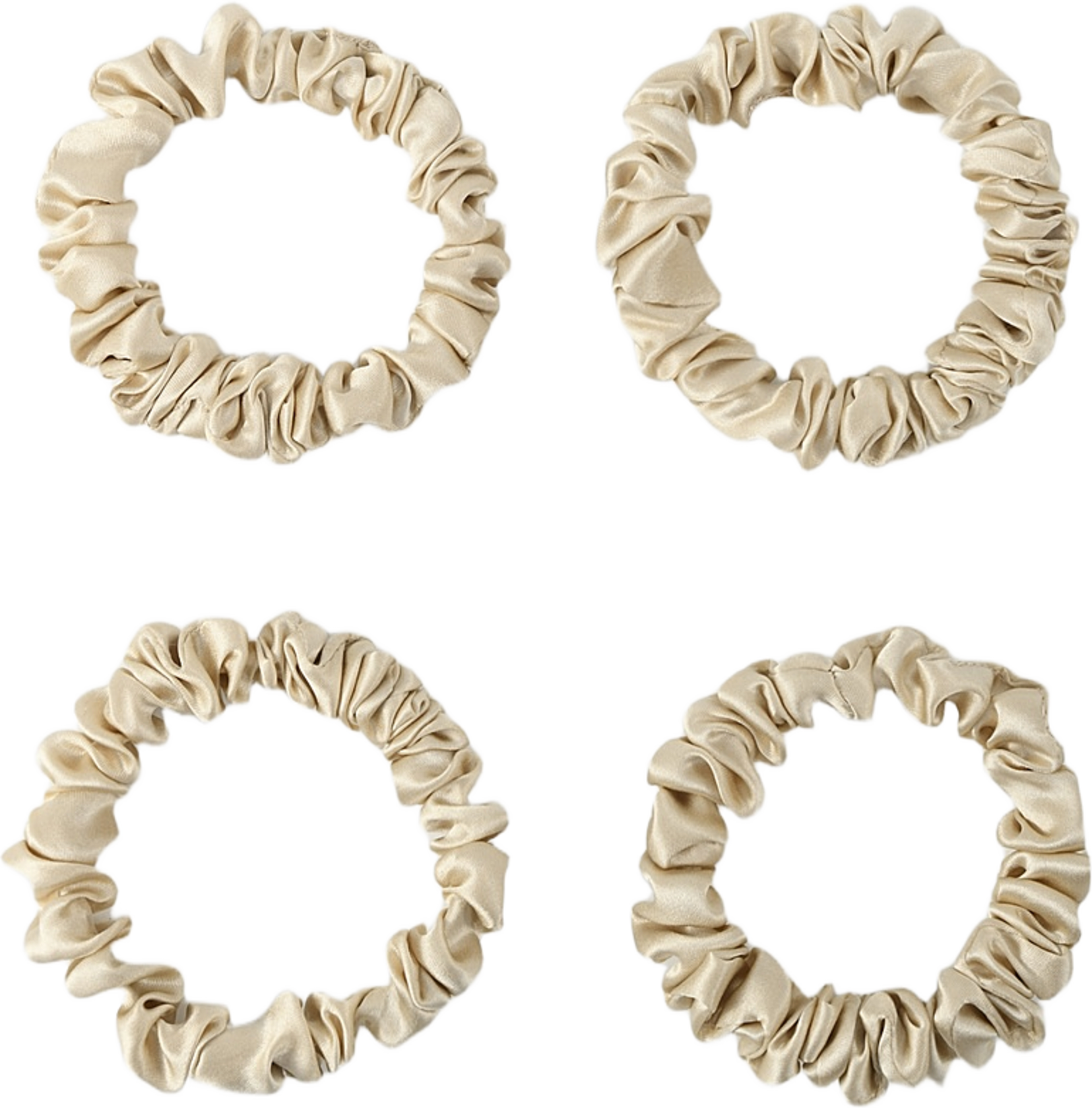 Silk Scrunchies Small, 4 pcs, från Å BEAUTY, i färgen Champagne. Klicka för att öppna bilden i stort format