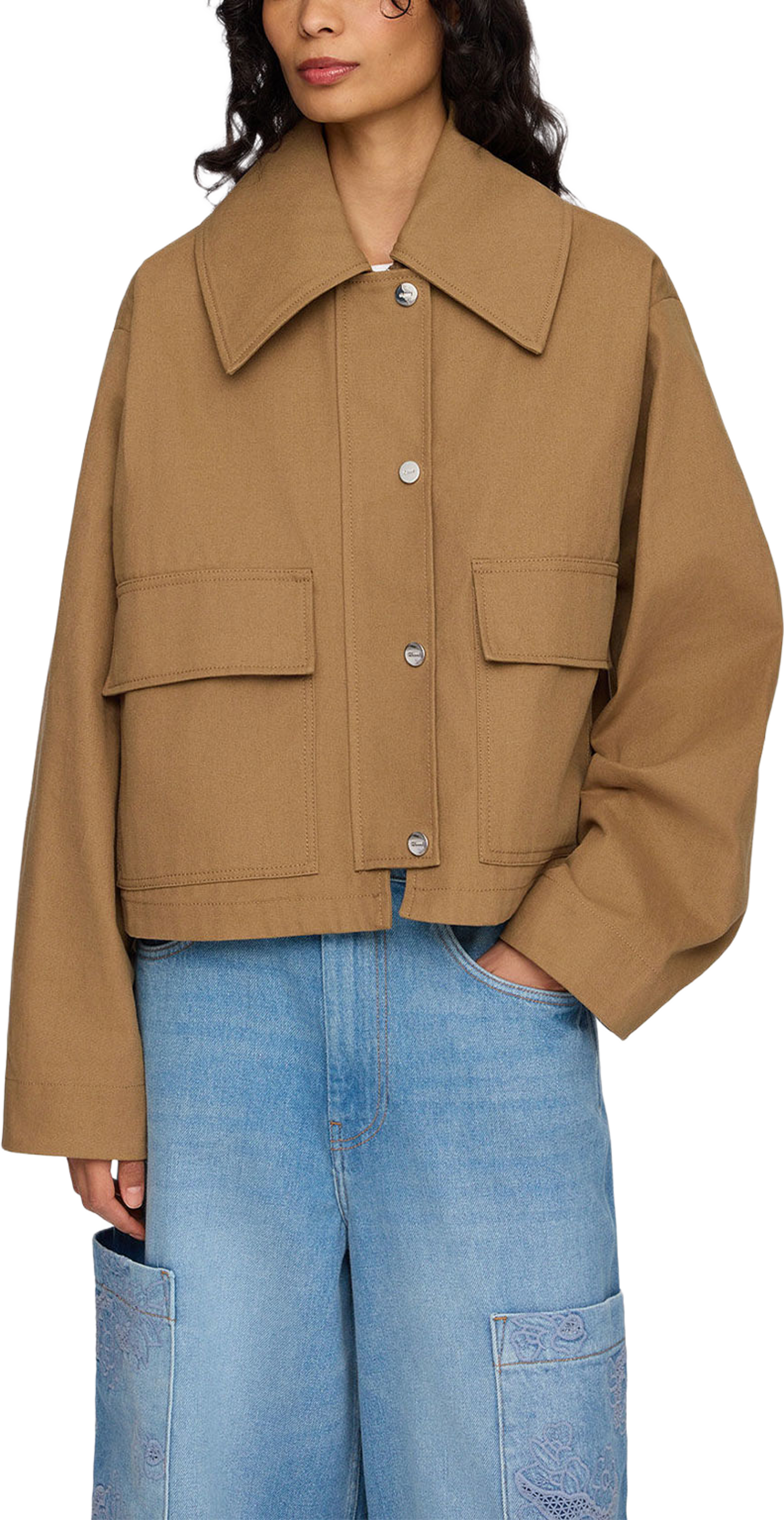 Workwear Canvas Short Barn Jacket, från GANNI, i färgen Ermine. Klicka för att öppna bilden i stort format