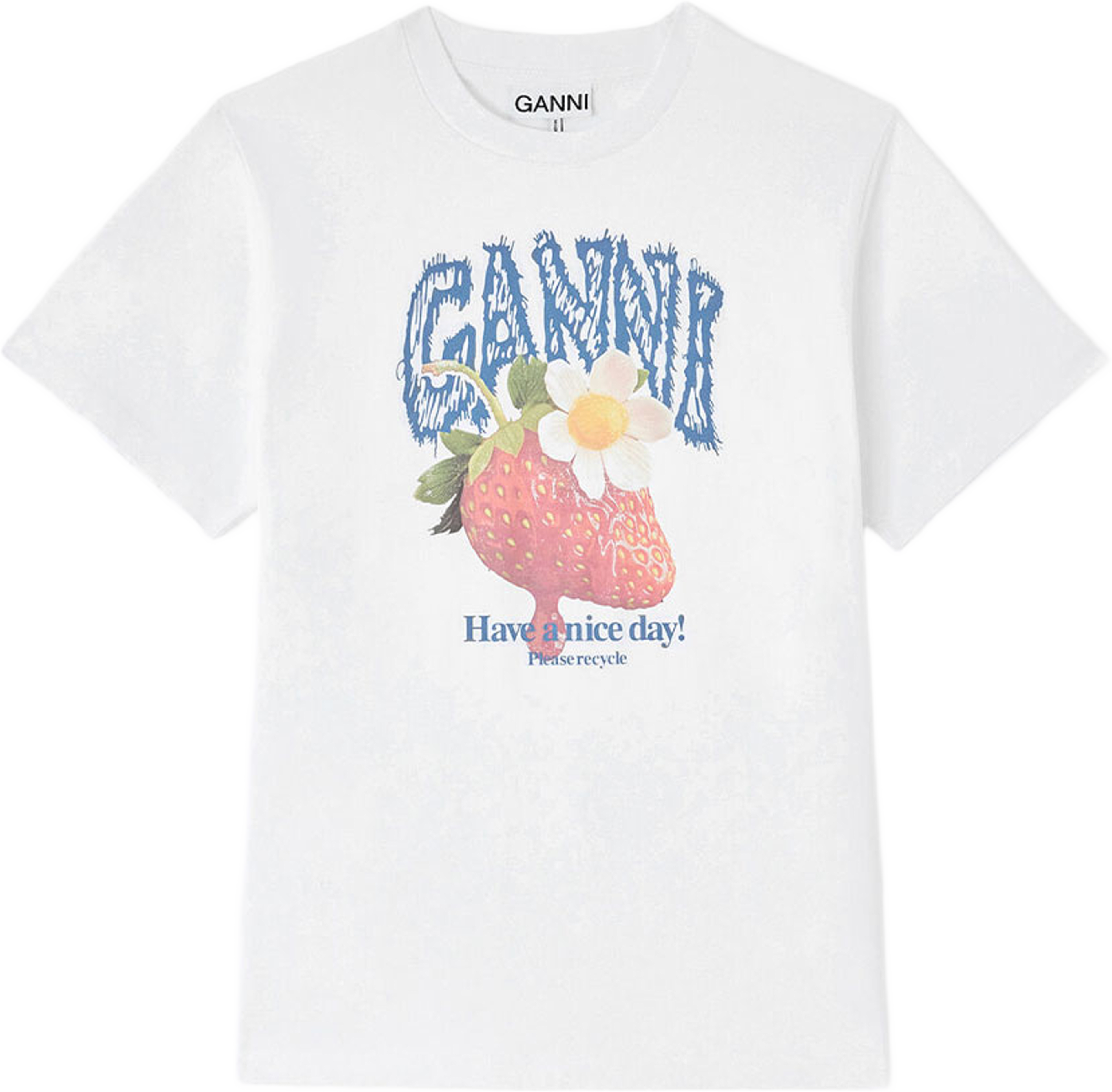 Basic Cotton Jersey Strawberry, från GANNI, i färgen Bright White. Klicka för att öppna bilden i stort format