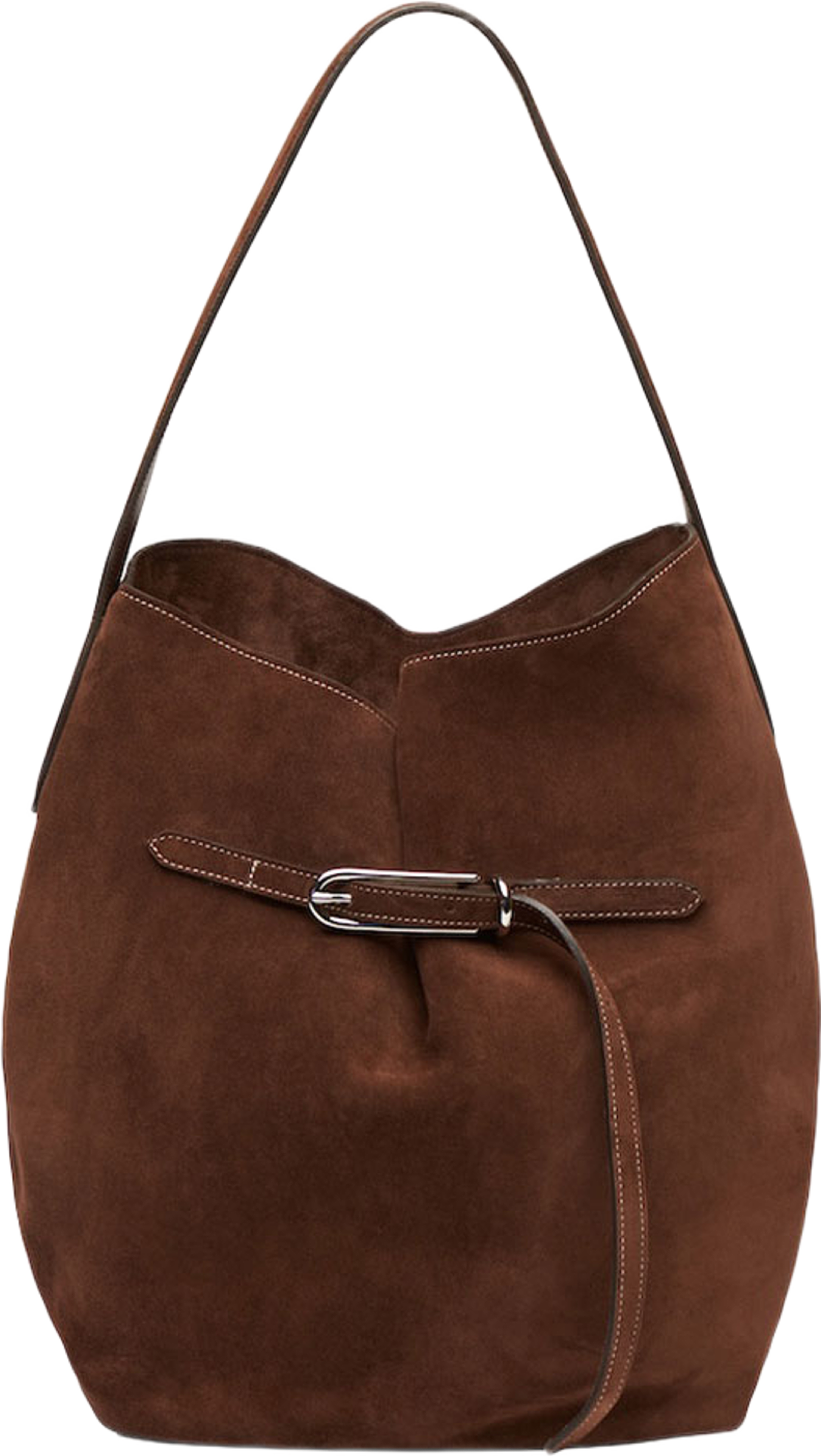 Belted Bucket Bag Large, från Liffner, i färgen Dark Brown. Klicka för att öppna bilden i stort format