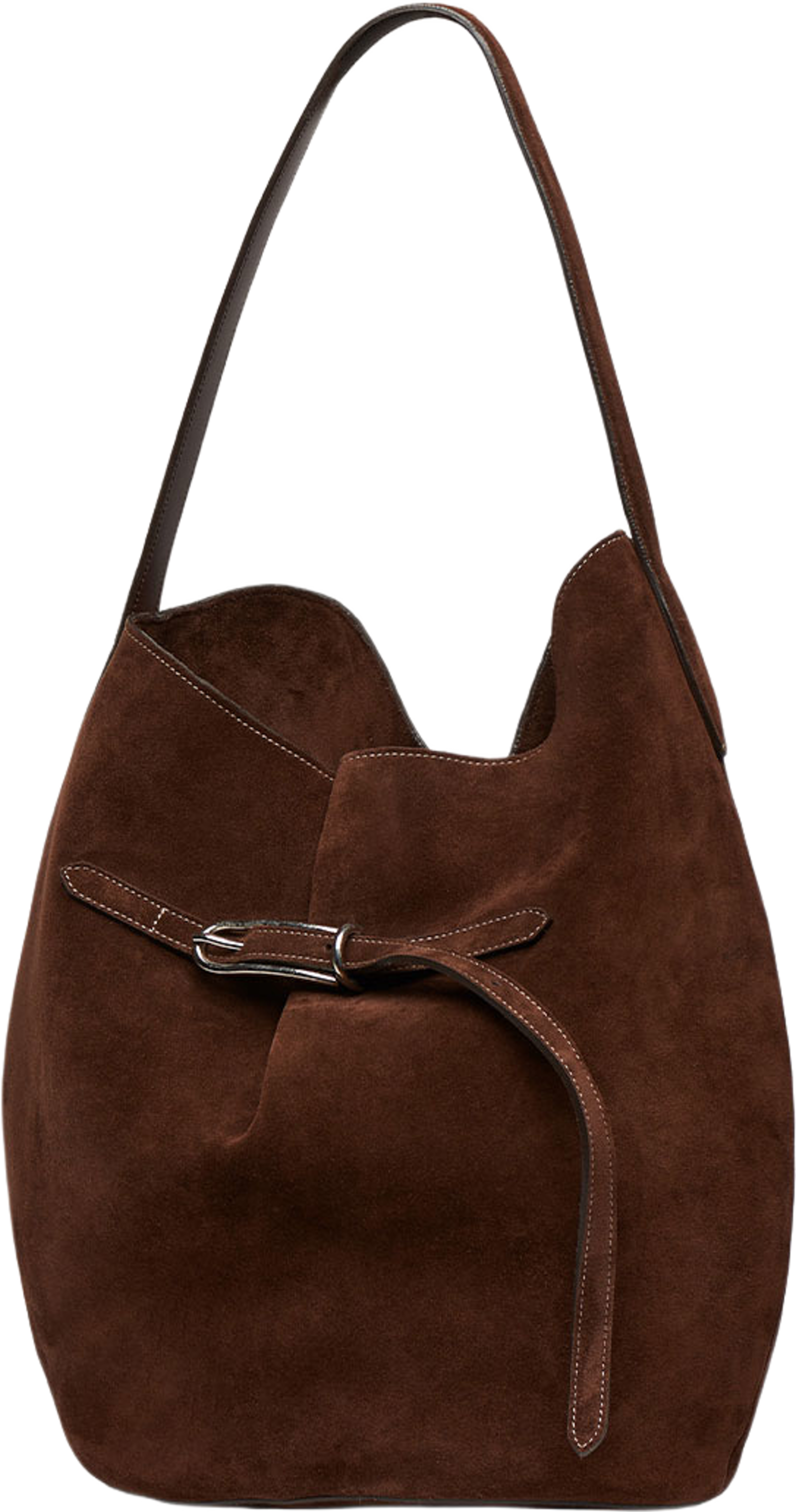 Belted Bucket Bag Large, från Liffner, i färgen Dark Brown. Klicka för att öppna bilden i stort format