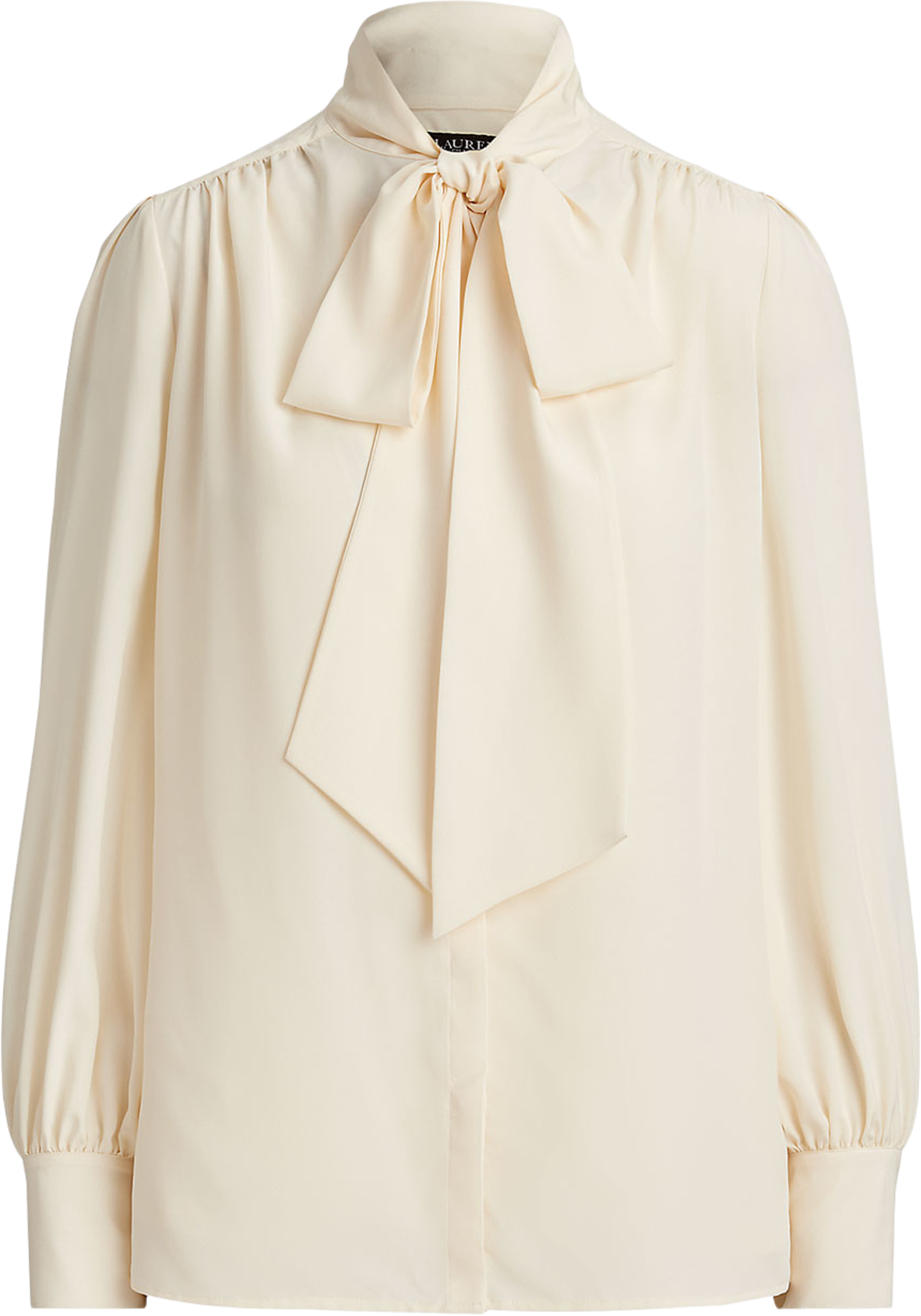 Georgette Tie-Neck Blouse, från Lauren Ralph Lauren, i färgen Mascarpone Cream. Klicka för att öppna bilden i stort format