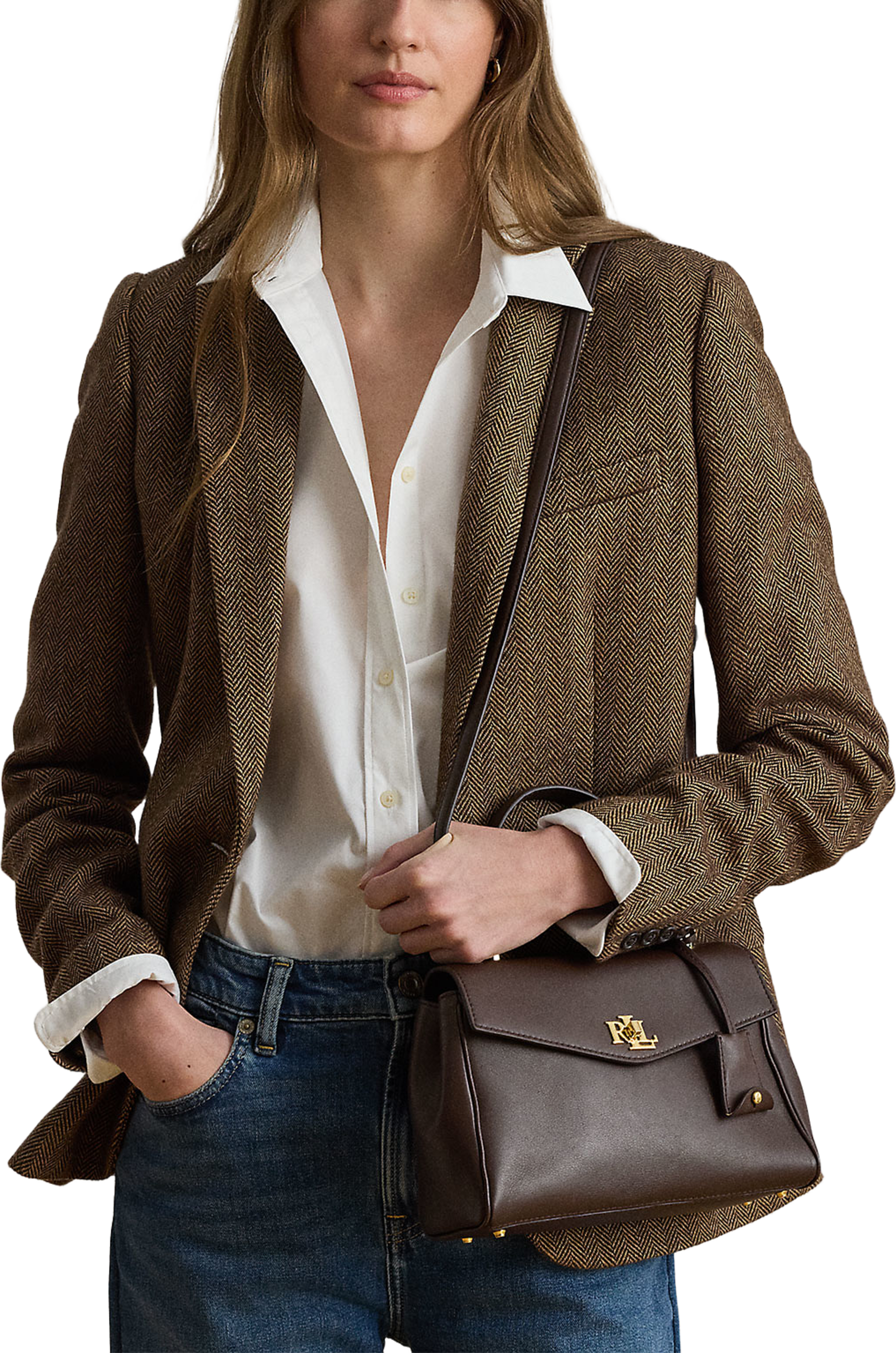 Nappa Leather Small Farrah Soft Satchel, från Lauren Ralph Lauren, i färgen Chestnut Brown. Klicka för att öppna bilden i stort format