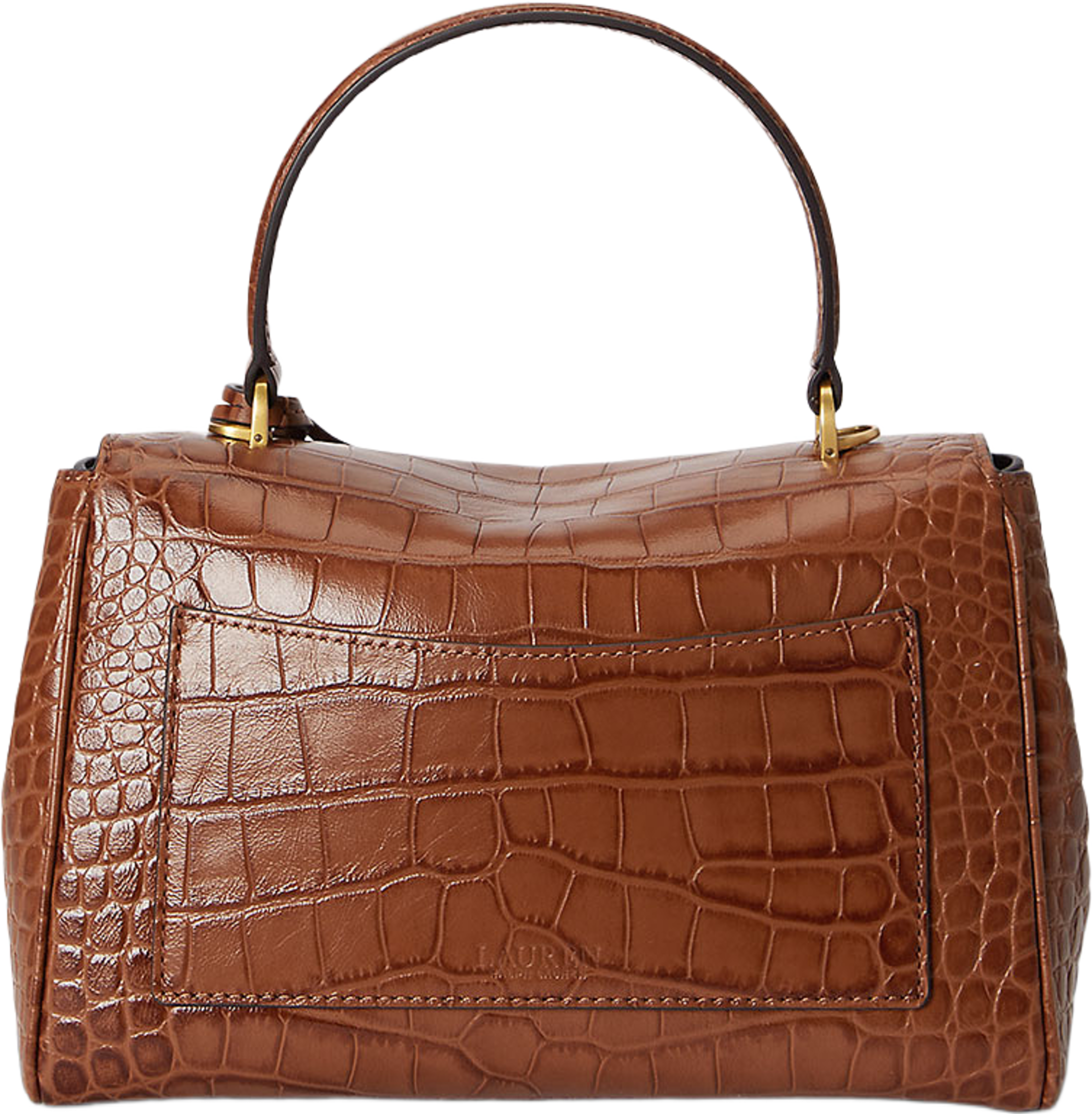 Croc-Embossed Small Farrah Soft Satchel, från Lauren Ralph Lauren, i färgen Lauren Tan. Klicka för att öppna bilden i stort format