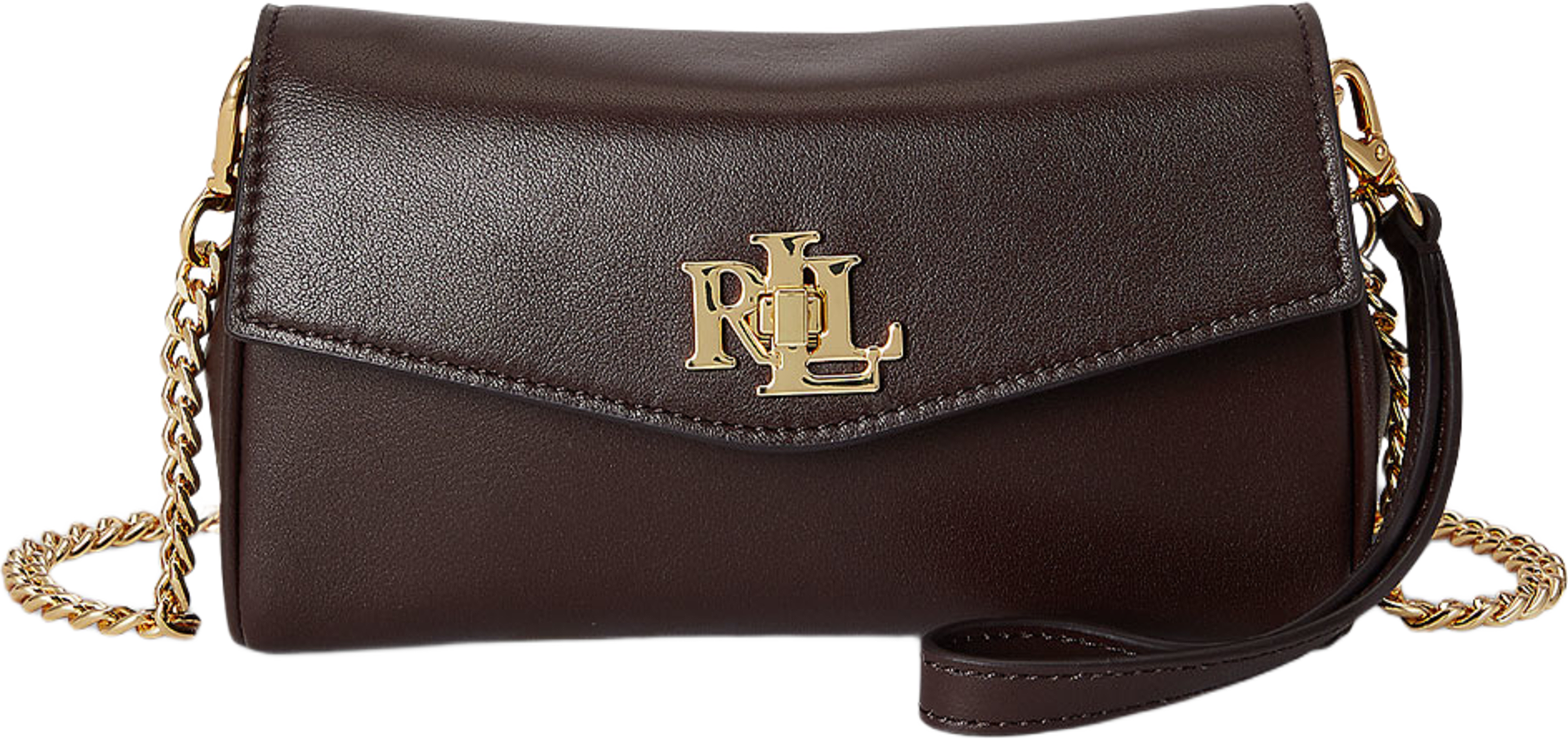 Nappa Leather Tanner Crossbody Wallet, från Lauren Ralph Lauren, i färgen Chestnut Brown. Klicka för att öppna bilden i stort format