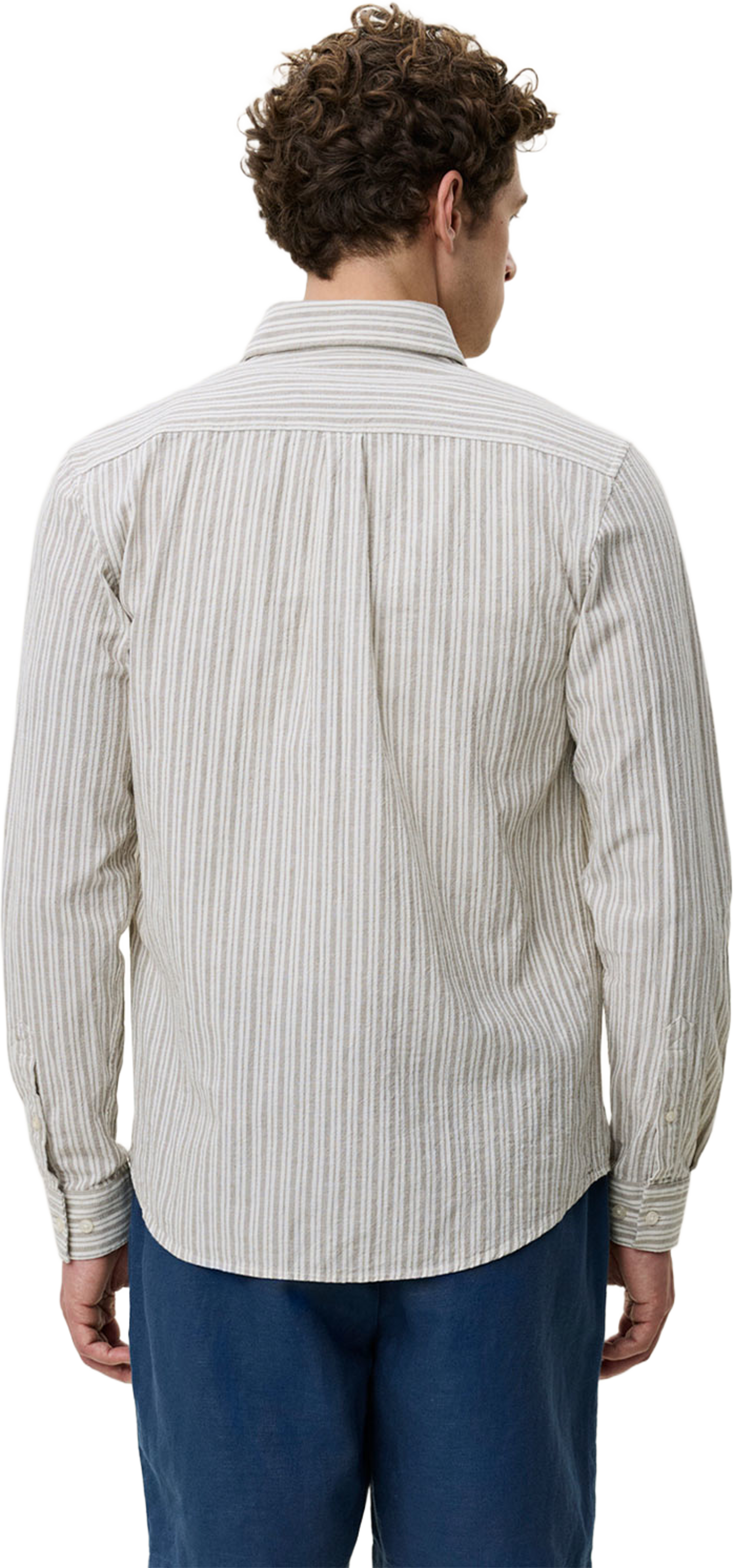 Stripe Cotton-Linen Shirt, från LES DEUX, i färgen Dark Sand. Klicka för att öppna bilden i stort format