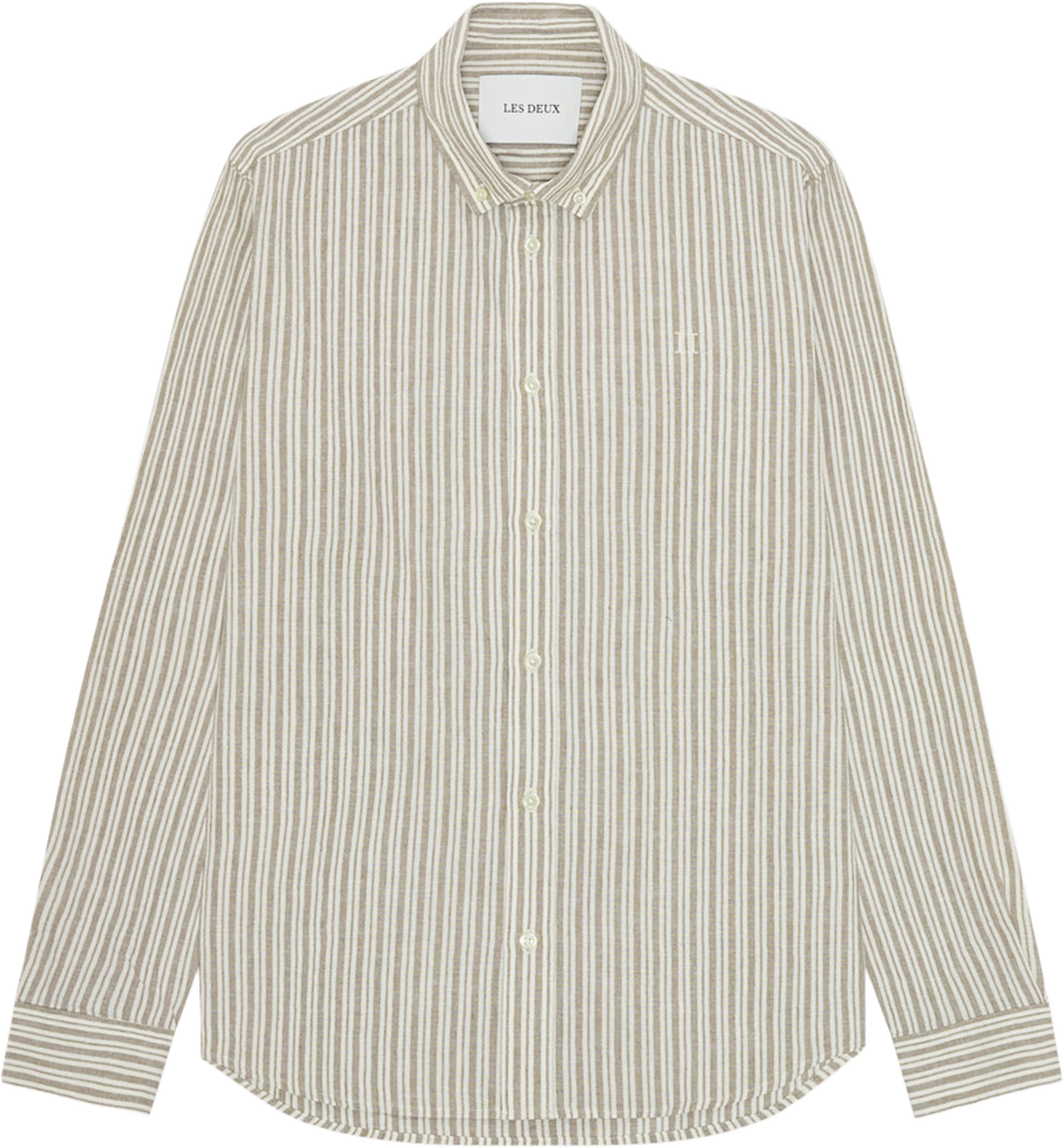 Stripe Cotton-Linen Shirt, från LES DEUX, i färgen Dark Sand. Klicka för att öppna bilden i stort format