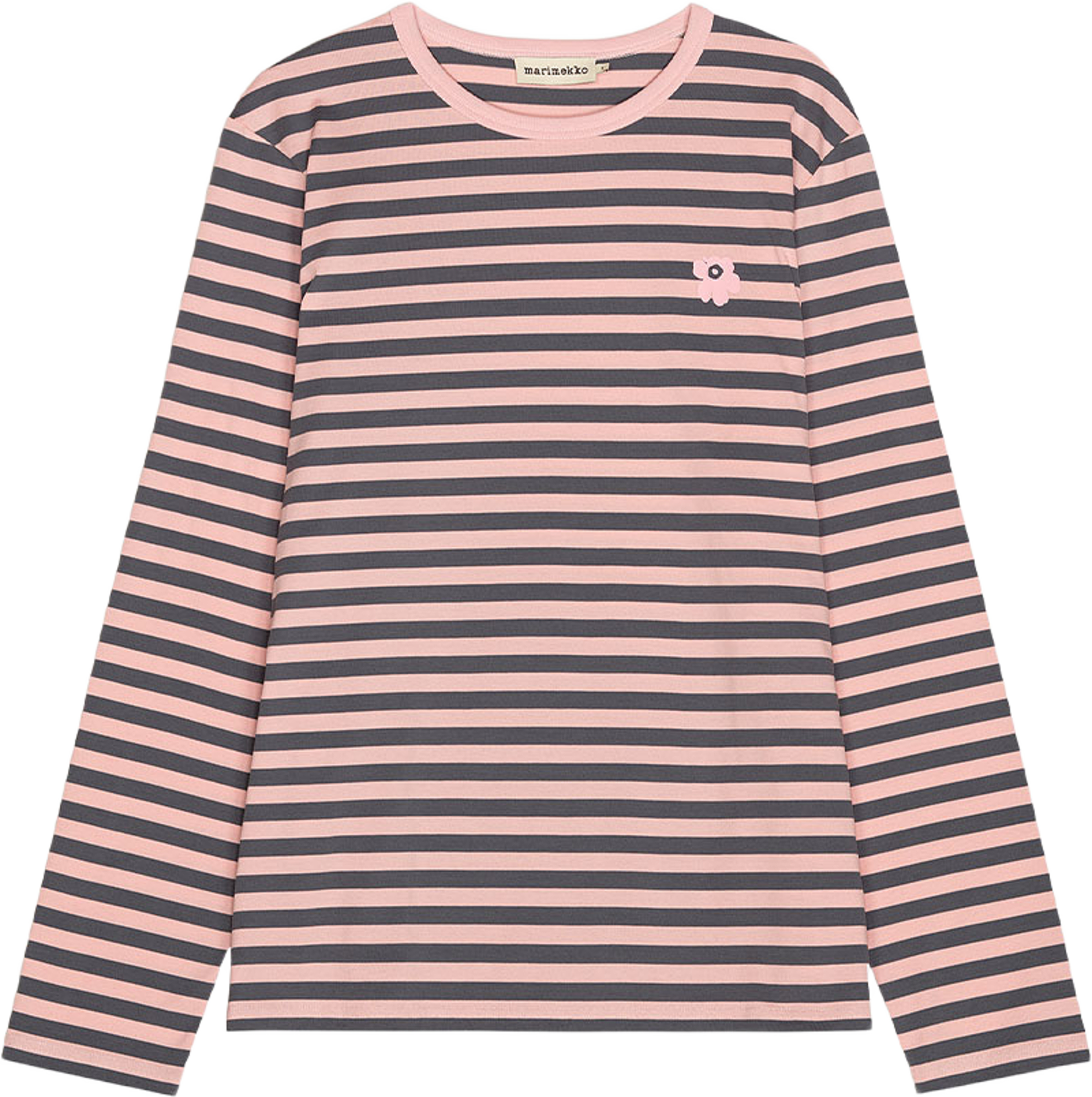 Tasaraita Unisex Unikko Ls, från Marimekko, i färgen Light Pink, Dark Grey. Klicka för att öppna bilden i stort format