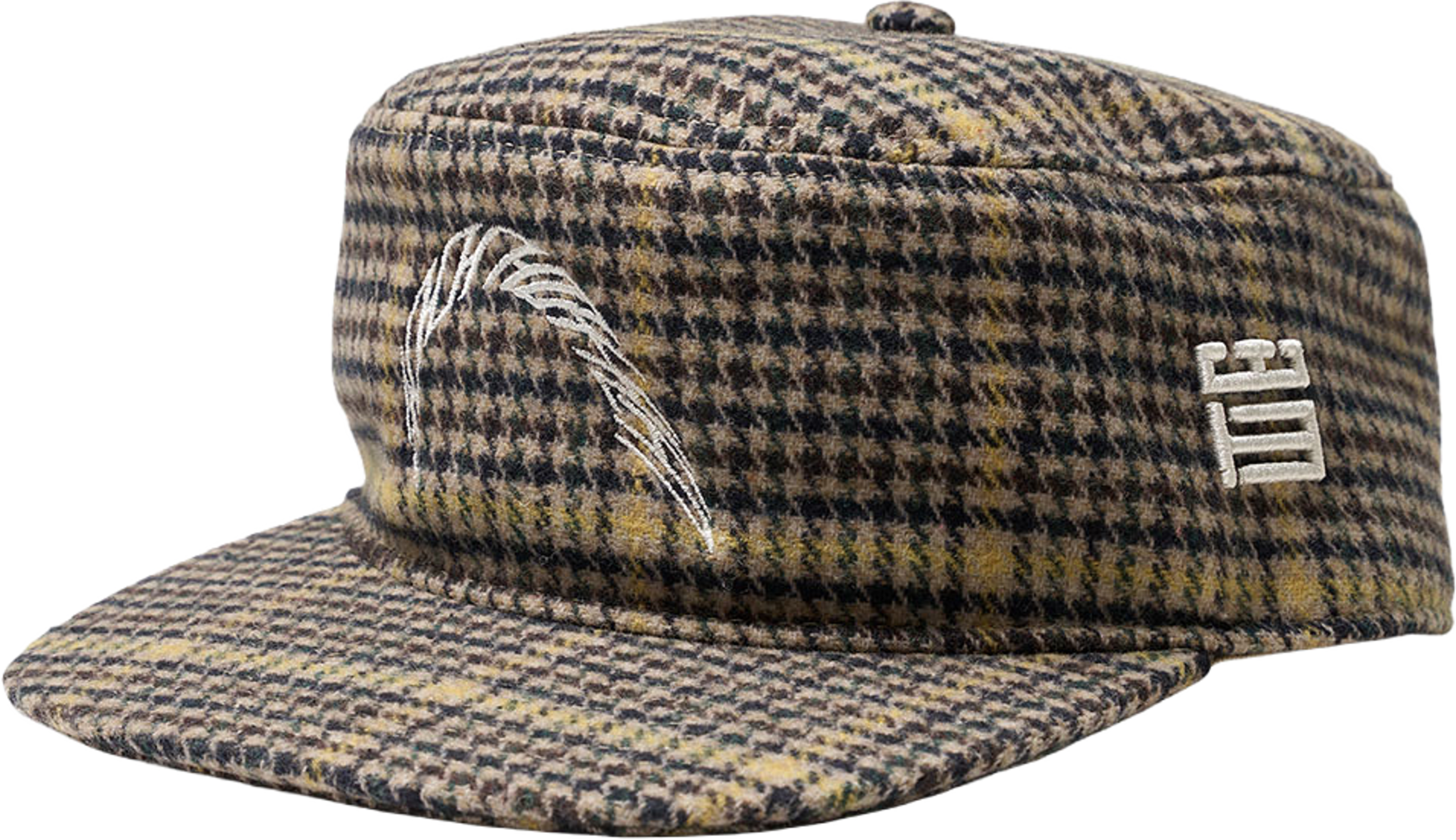 Yin Check Pillbox Cap, från Woodbird, i färgen Sand-yellow. Klicka för att öppna bilden i stort format