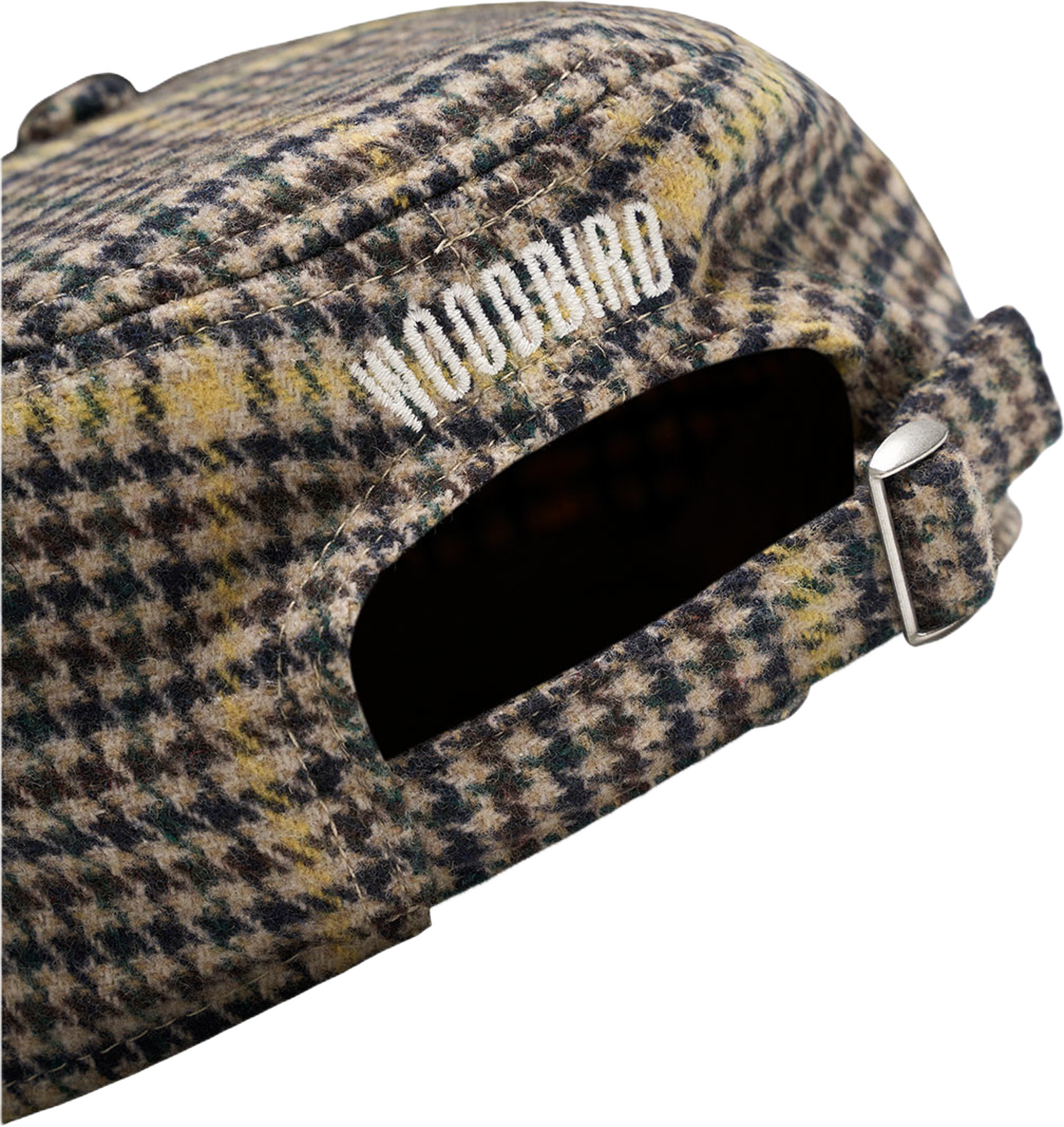 Yin Check Pillbox Cap, från Woodbird, i färgen Sand-yellow. Klicka för att öppna bilden i stort format