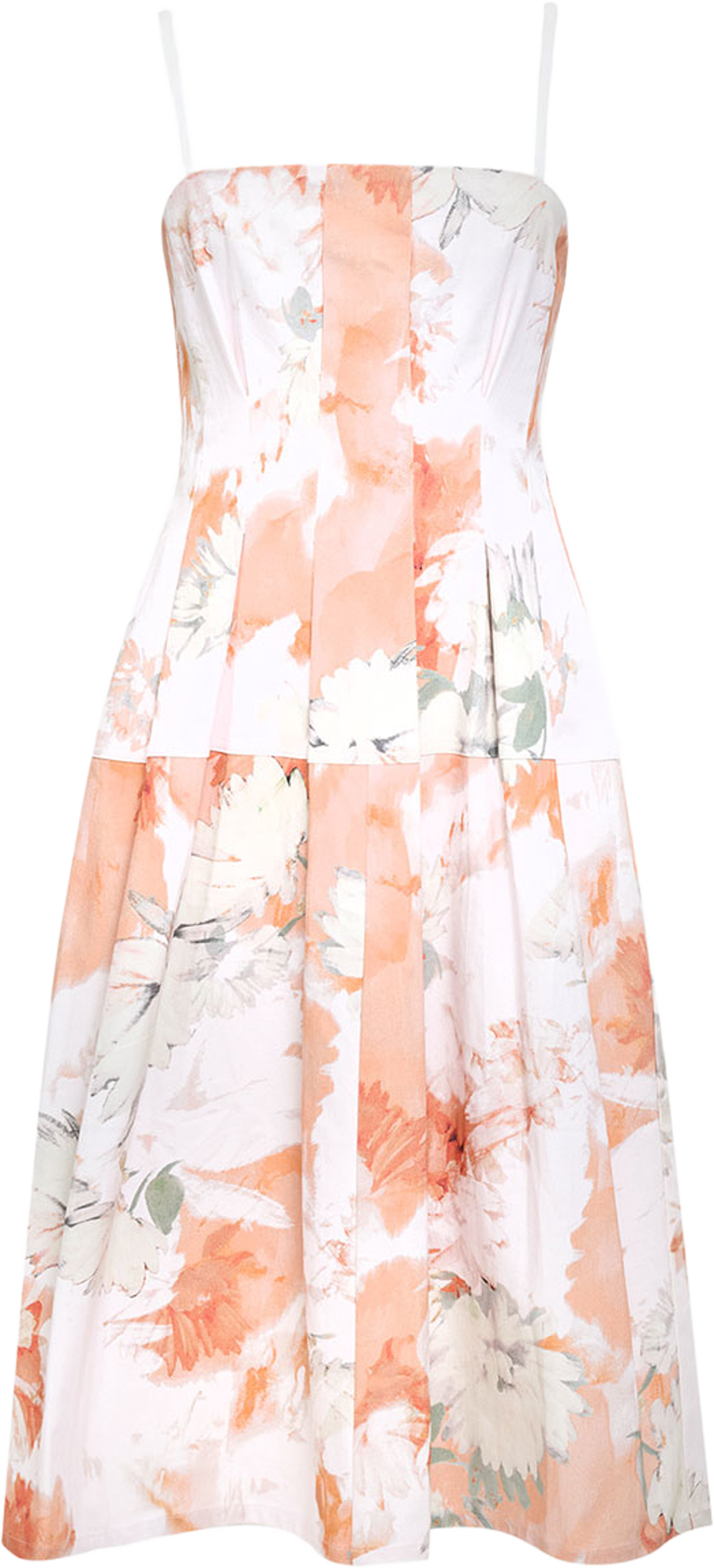 Feo Printed Denim Midi Dress, från French Connection, i färgen Tangerine Orange Multi. Klicka för att öppna bilden i stort format