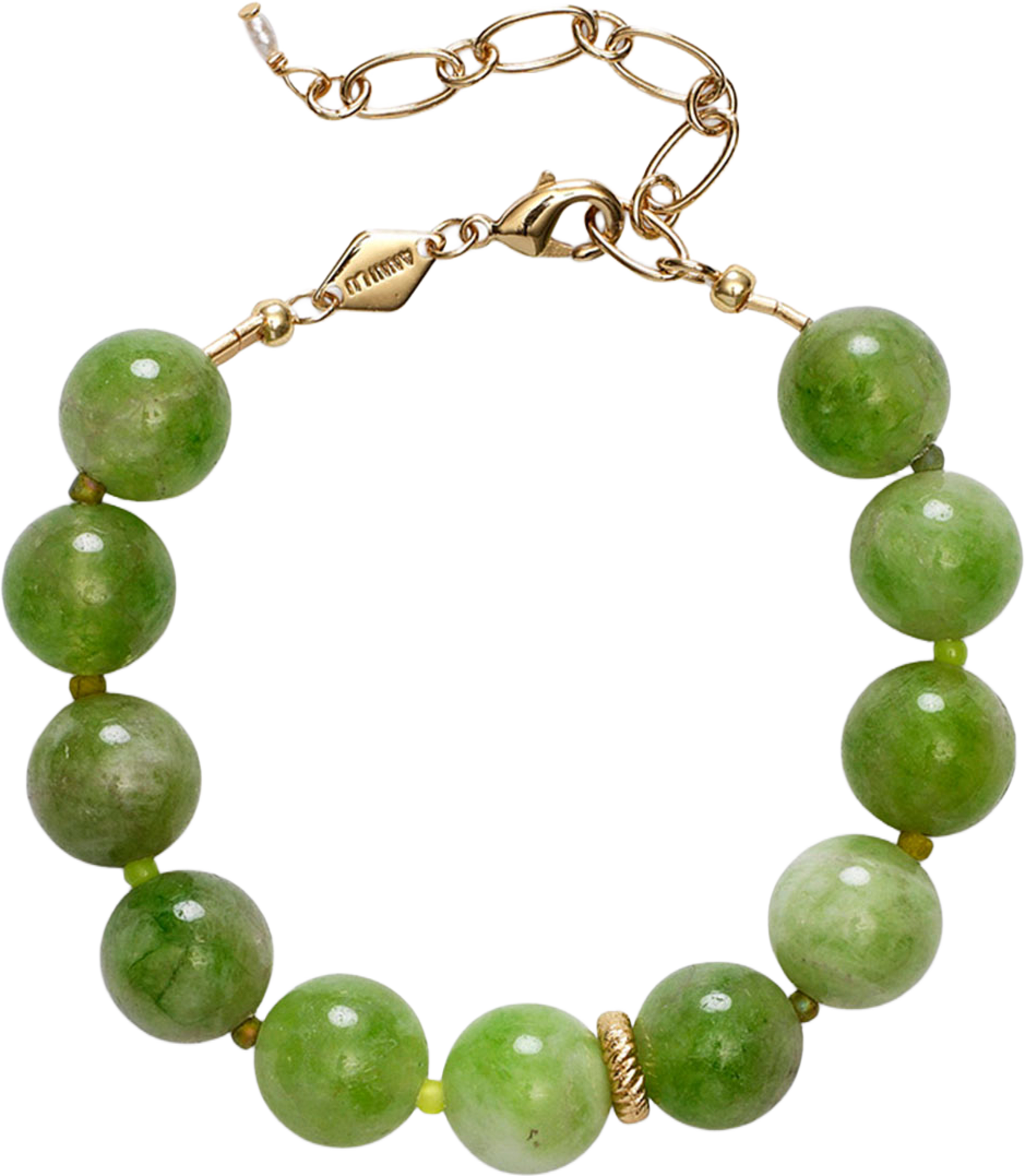 Ball Bracelet, från Anni Lu, i färgen Sage Green. Klicka för att öppna bilden i stort format