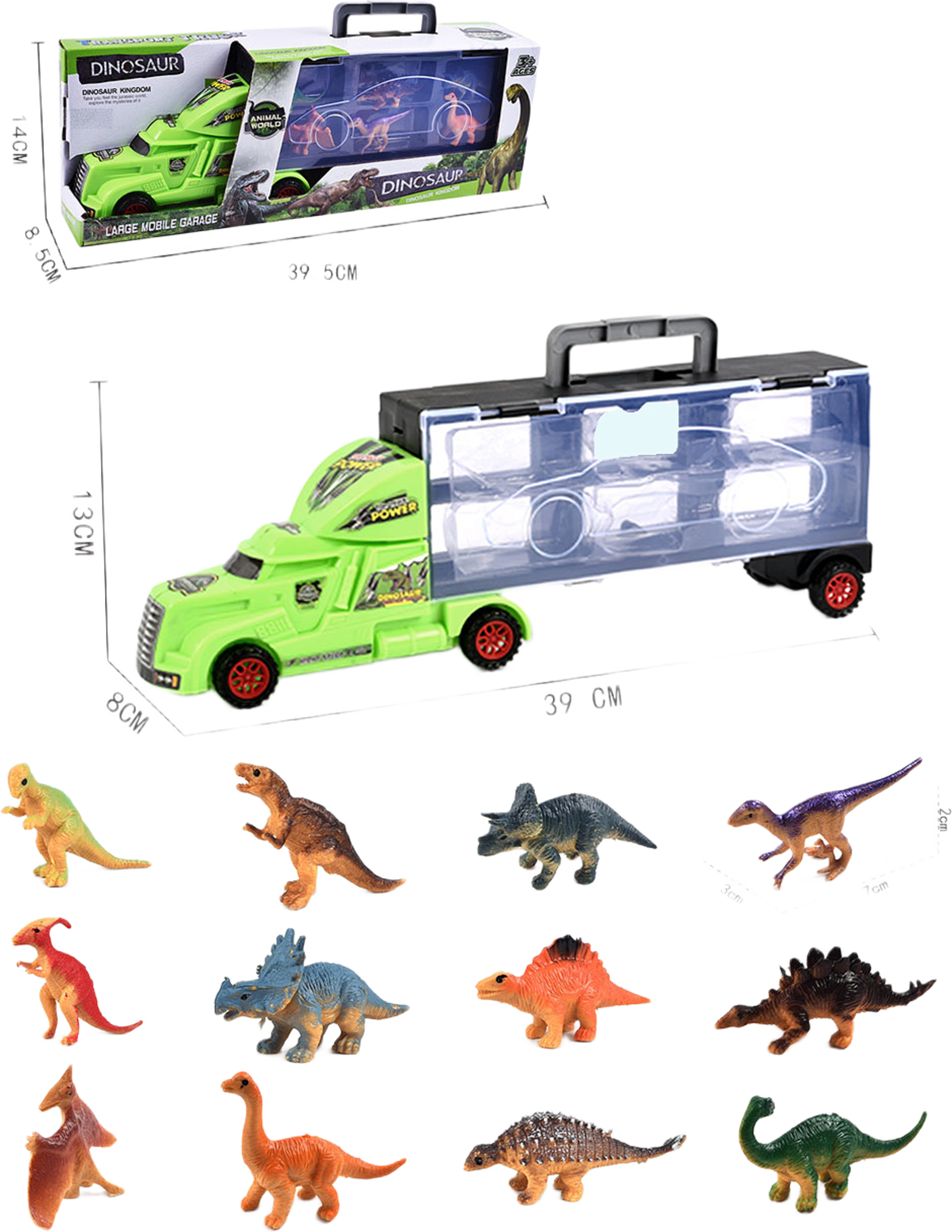 Lastbil Med 12st Dinosaurier Fw 39 Cm, från SUNTOY. Klicka för att öppna bilden i stort format