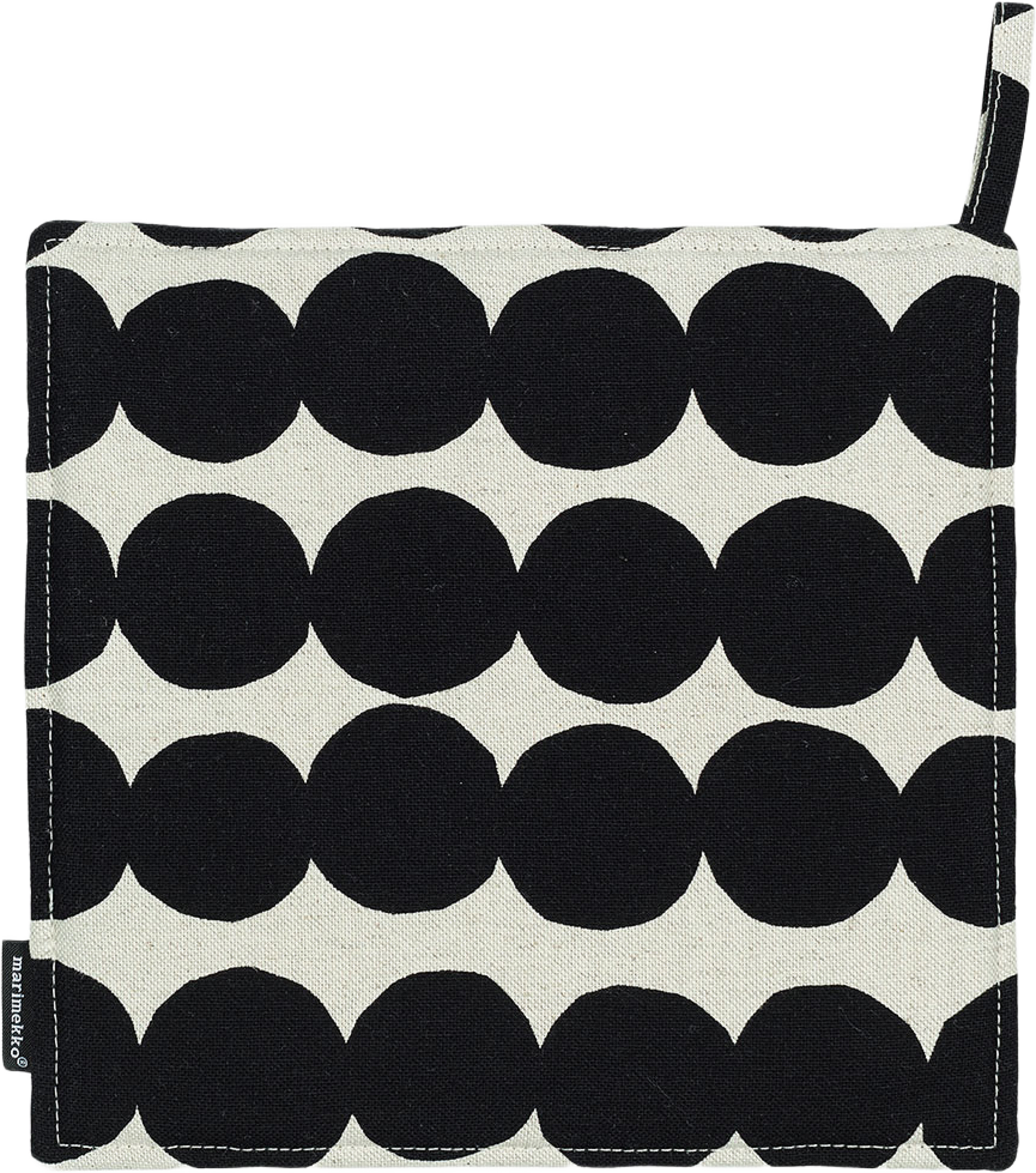 Räsymatto Pot Holder, från Marimekko, i färgen Linen,black. Klicka för att öppna bilden i stort format