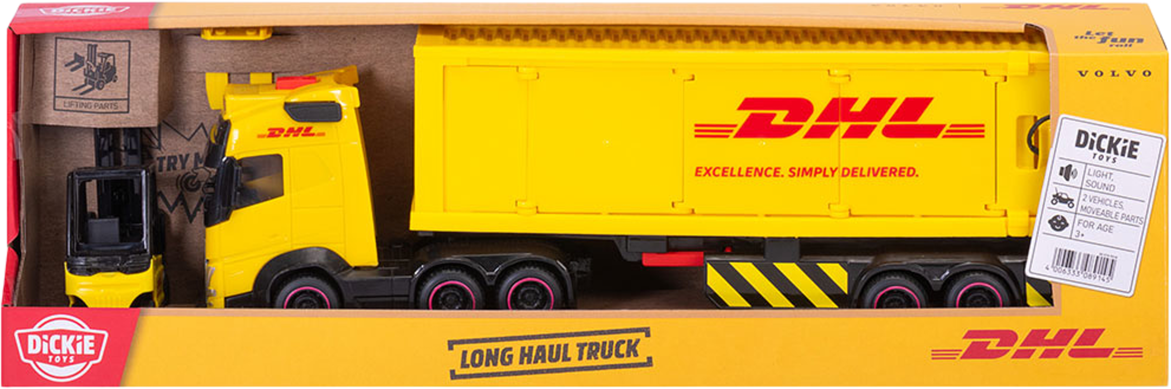 Dickie Toys DHL Transportlastbil, från Dickie, i färgen Gul. Klicka för att öppna bilden i stort format