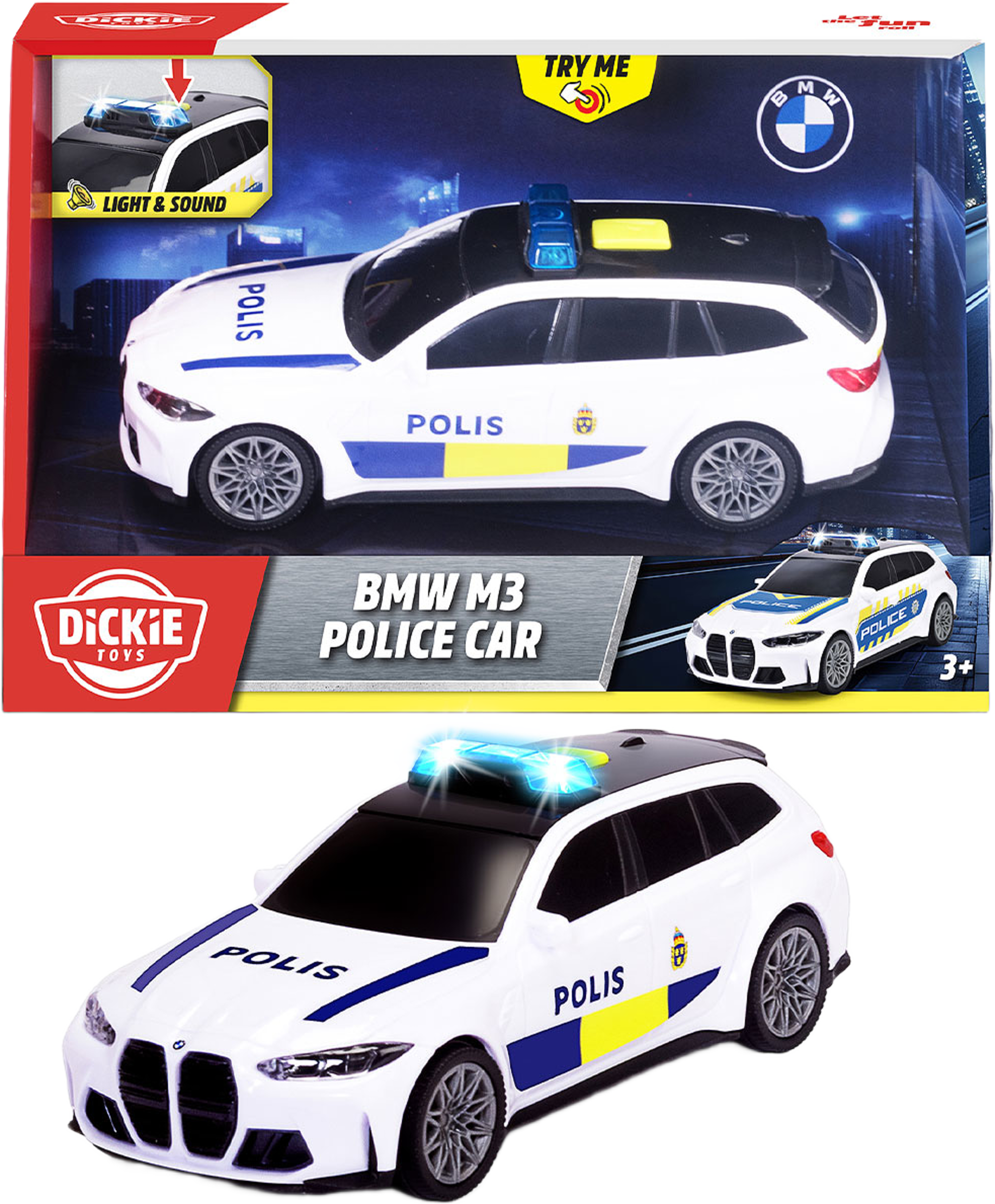 Dickie Toys BMW M3 Polisbil, från Dickie, i färgen Flerfärgad. Klicka för att öppna bilden i stort format