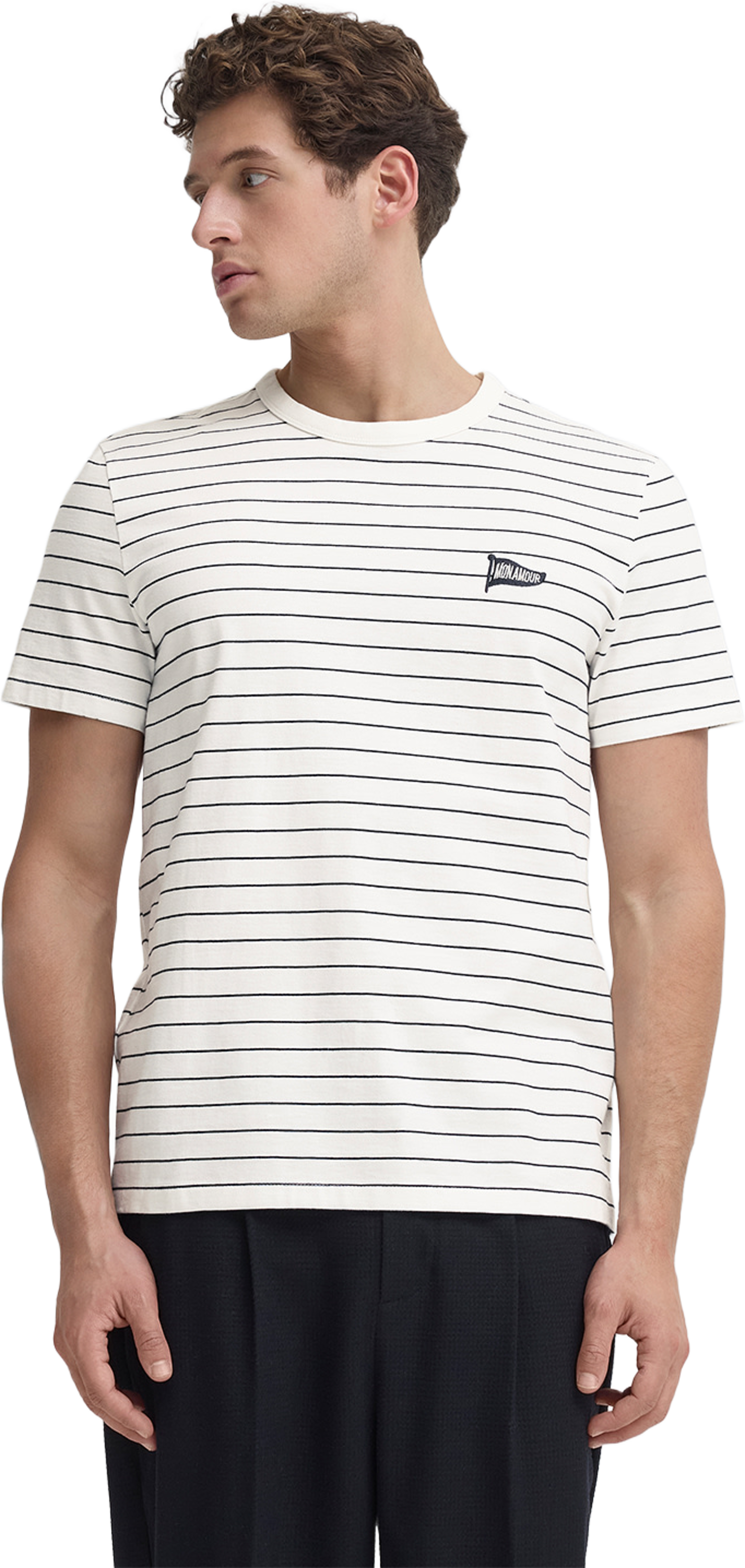 Tangen T-Shirt, från Casual Friday, i färgen Marshmallow With Dark Navy. Klicka för att öppna bilden i stort format