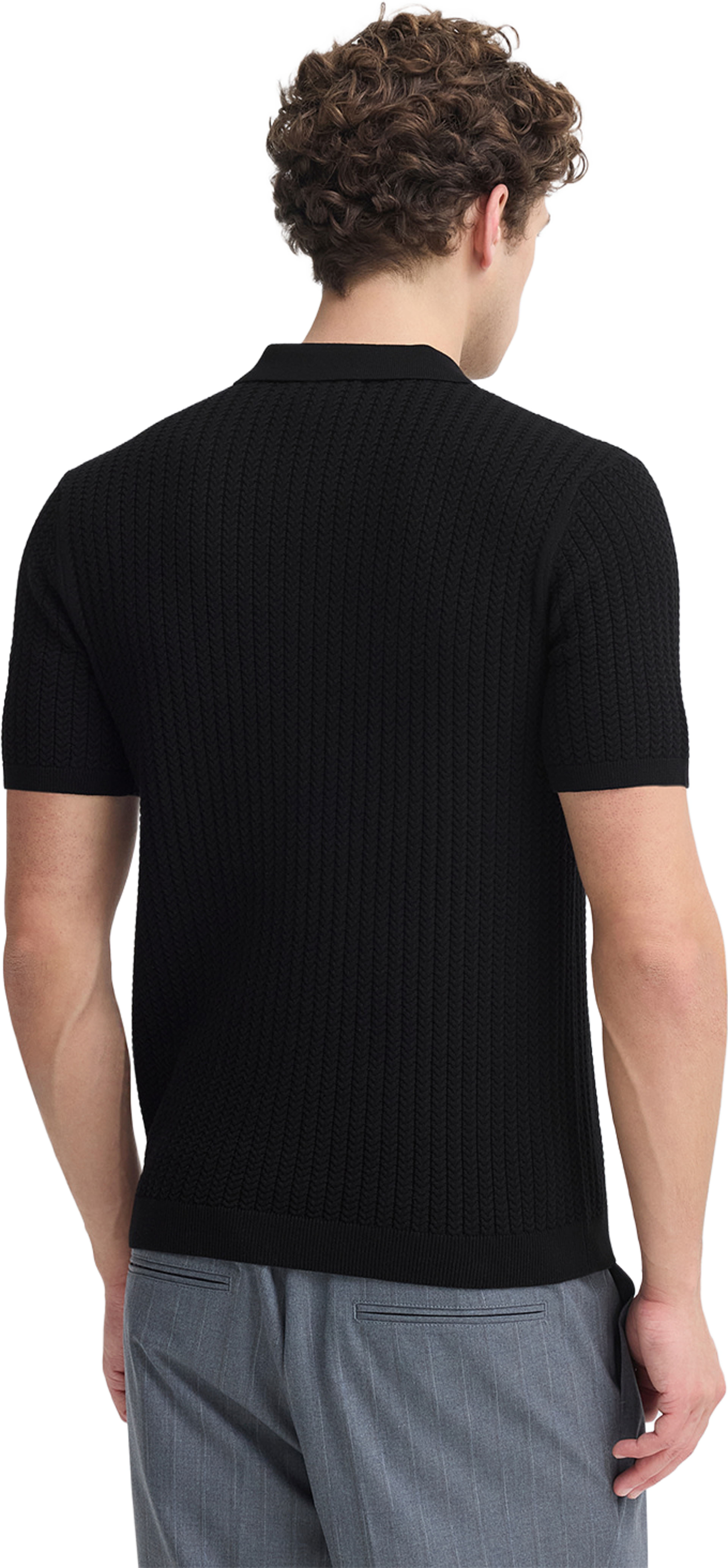 Cfkarl Structured Knit Polo Pullover, från Casual Friday, i färgen Black Beauty. Klicka för att öppna bilden i stort format