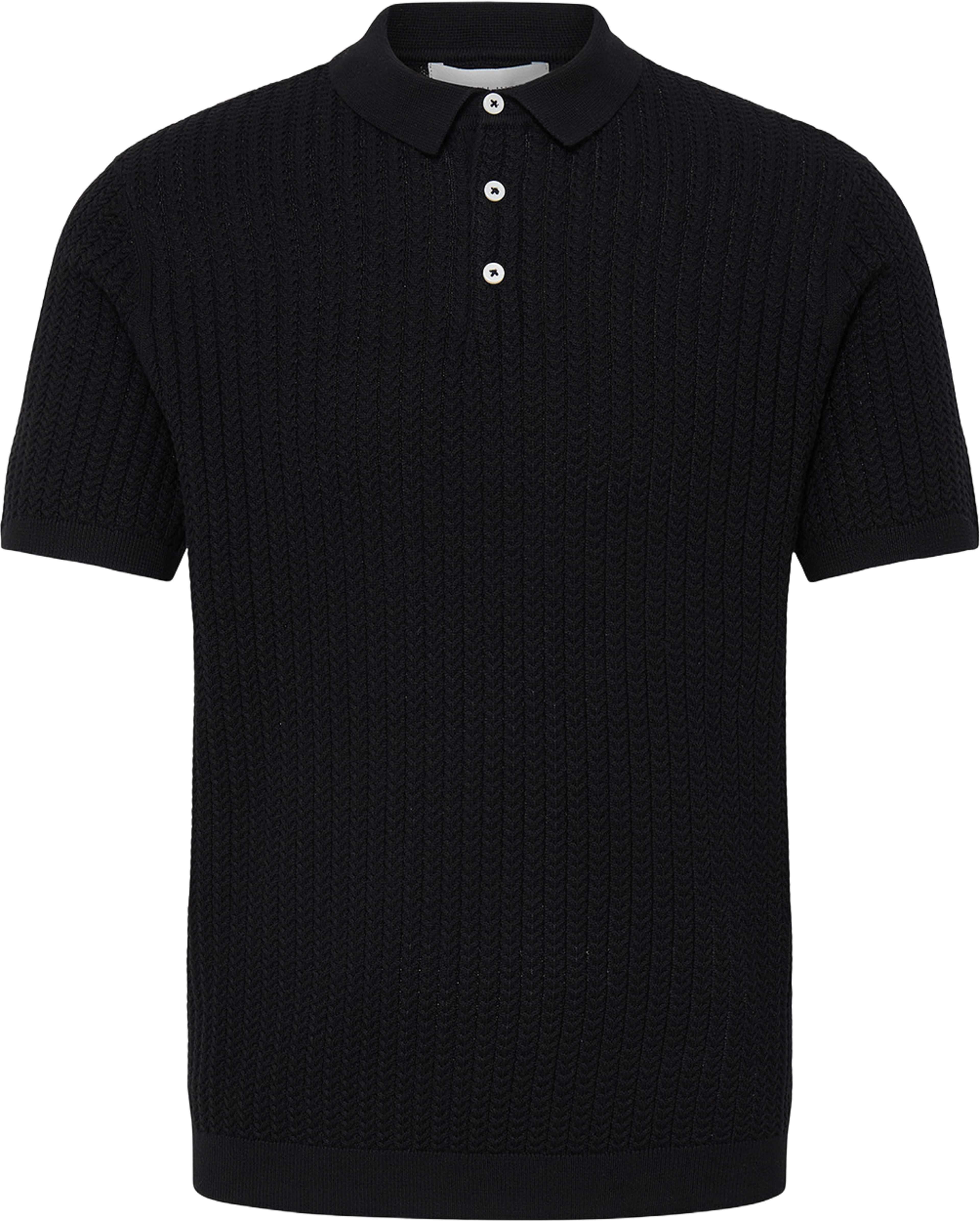 Cfkarl Structured Knit Polo Pullover, från Casual Friday, i färgen Black Beauty. Klicka för att öppna bilden i stort format