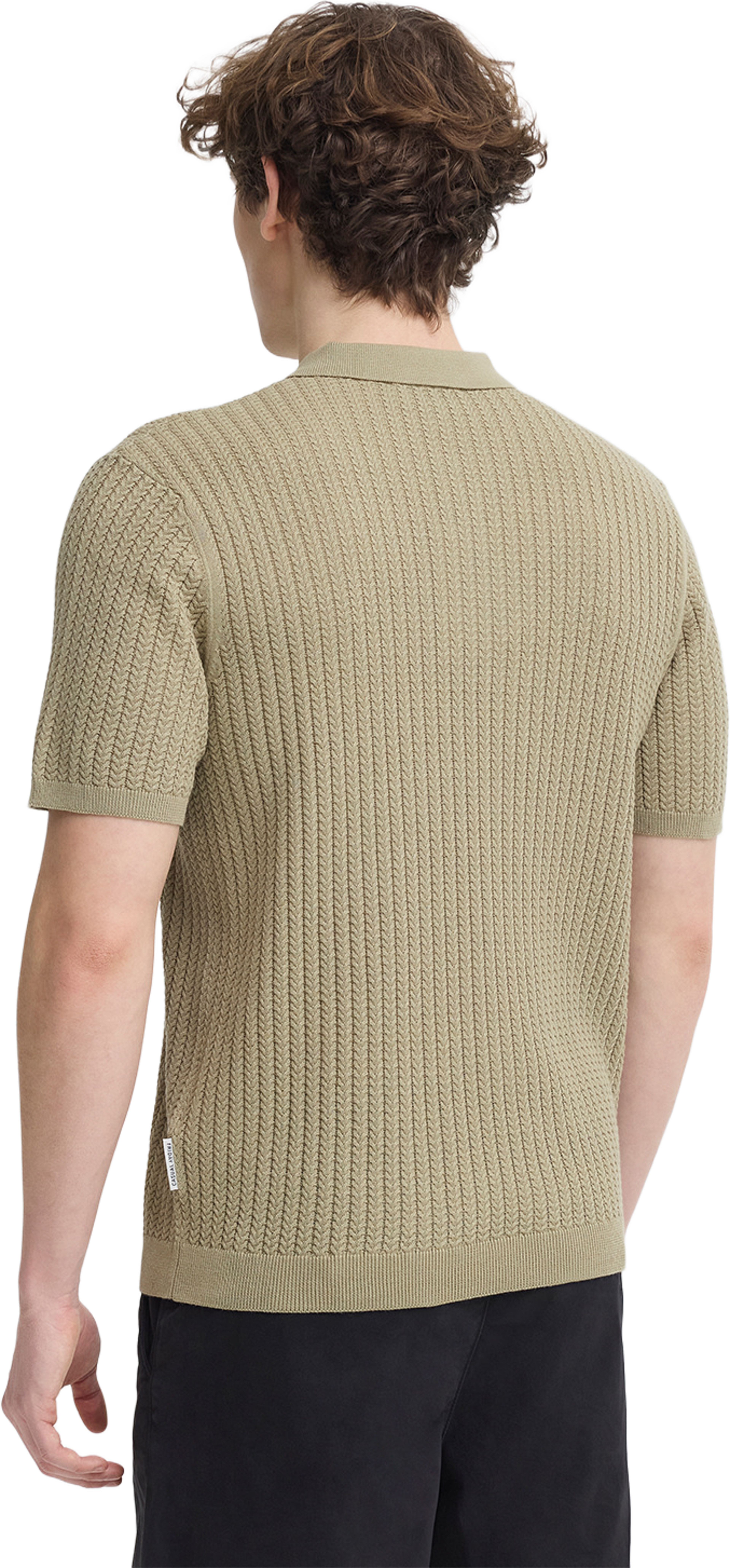 Cfkarl Structured Knit Polo Pullover, från Casual Friday, i färgen Mermaid. Klicka för att öppna bilden i stort format