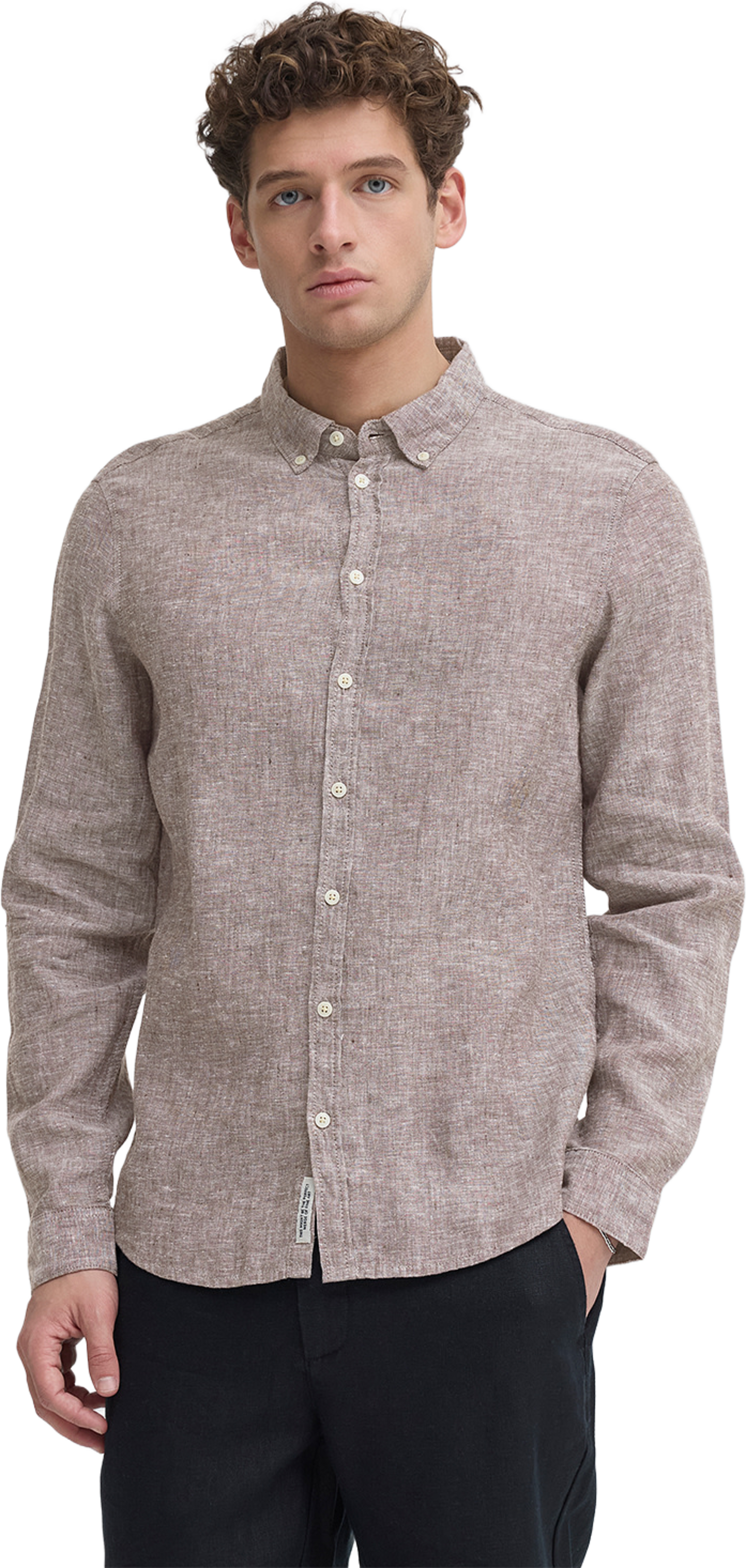 CFANTON BD LS linen shirt Shirt, från Casual Friday, i färgen Demitasse Melange. Klicka för att öppna bilden i stort format