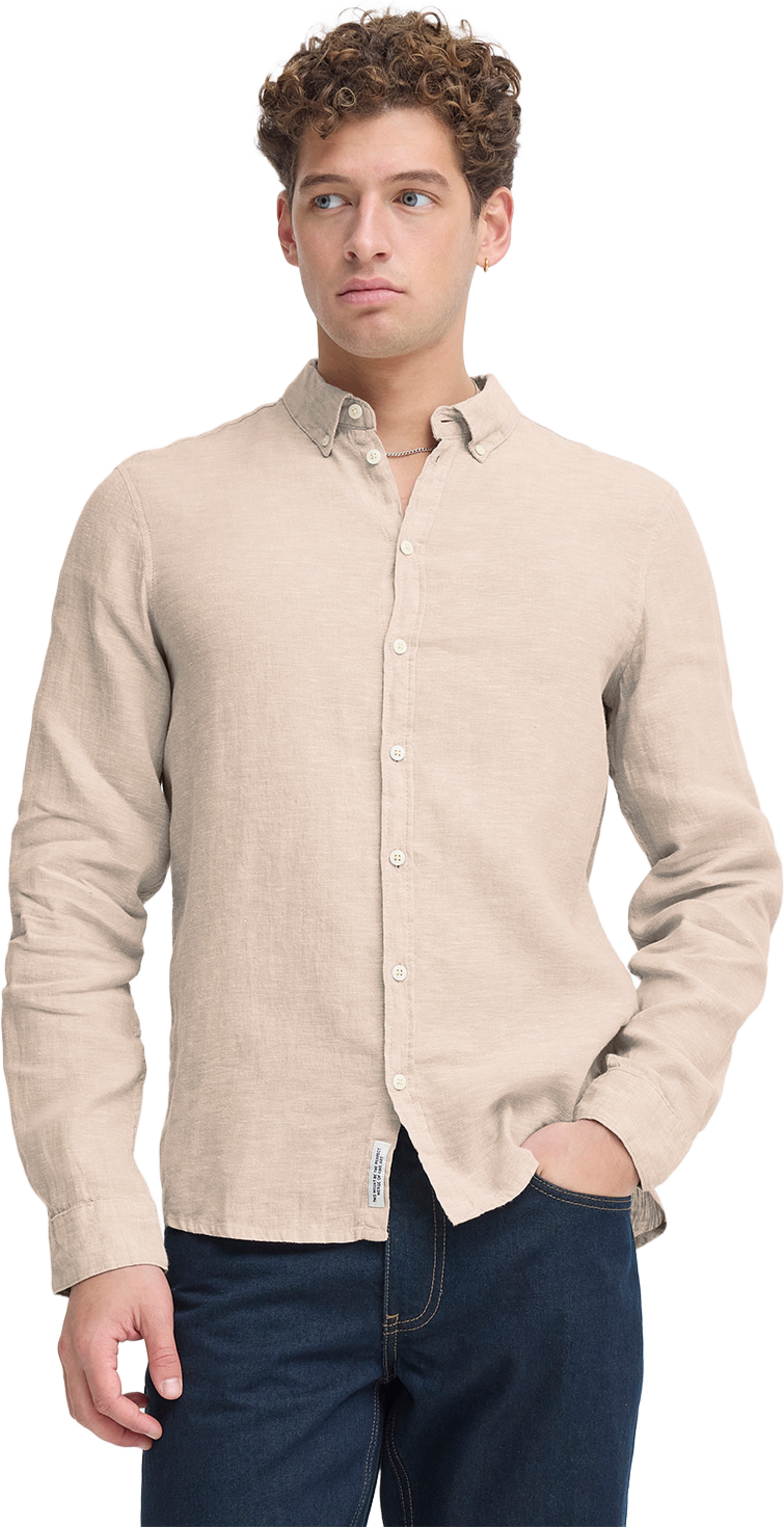 CFANTON BD LS linen shirt Shirt, från Casual Friday, i färgen Plaza Taupe Melange. Klicka för att öppna bilden i stort format