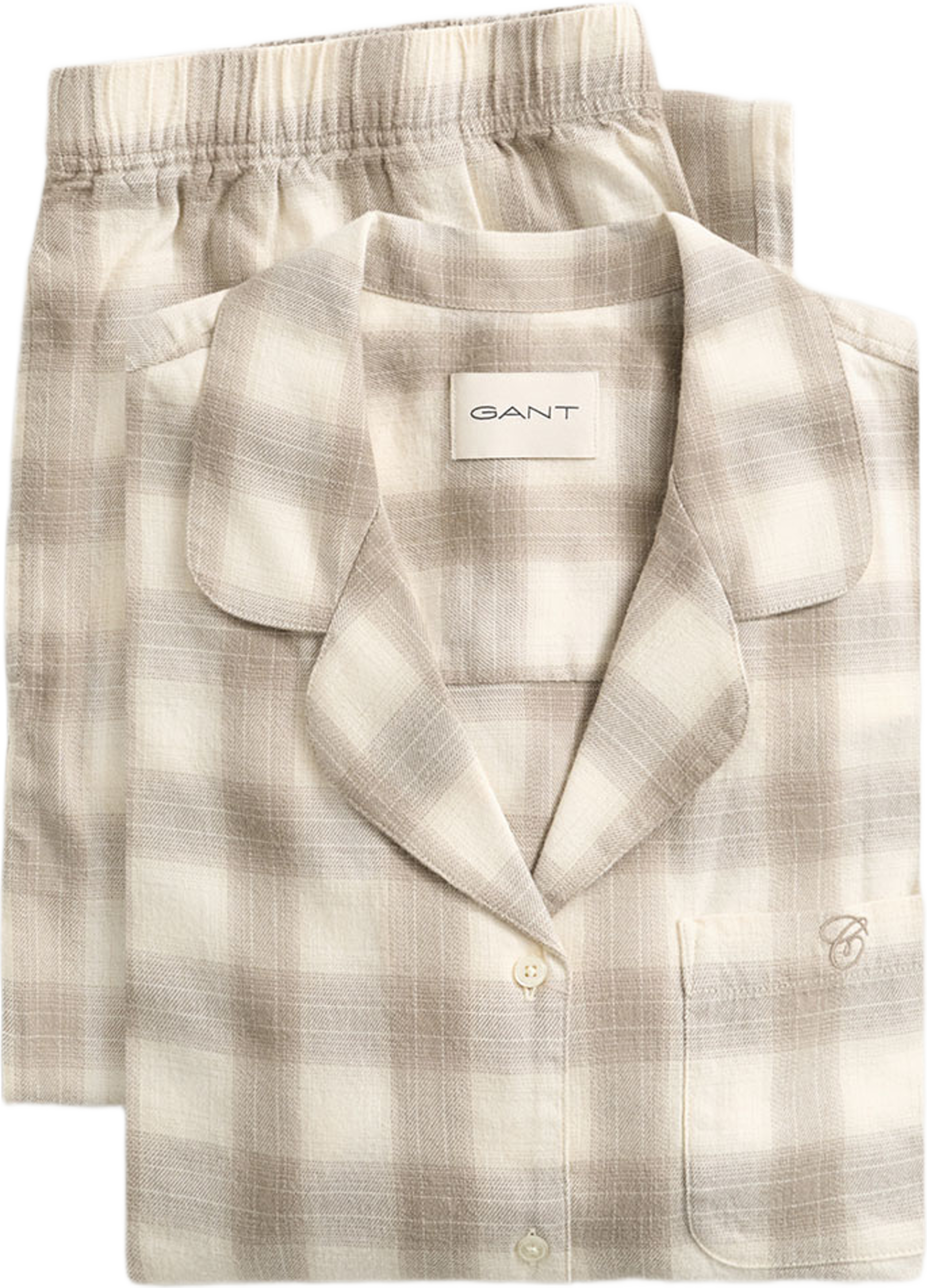 Checked Flannel Pajama Set, från GANT, i färgen Mist Taupe. Klicka för att öppna bilden i stort format