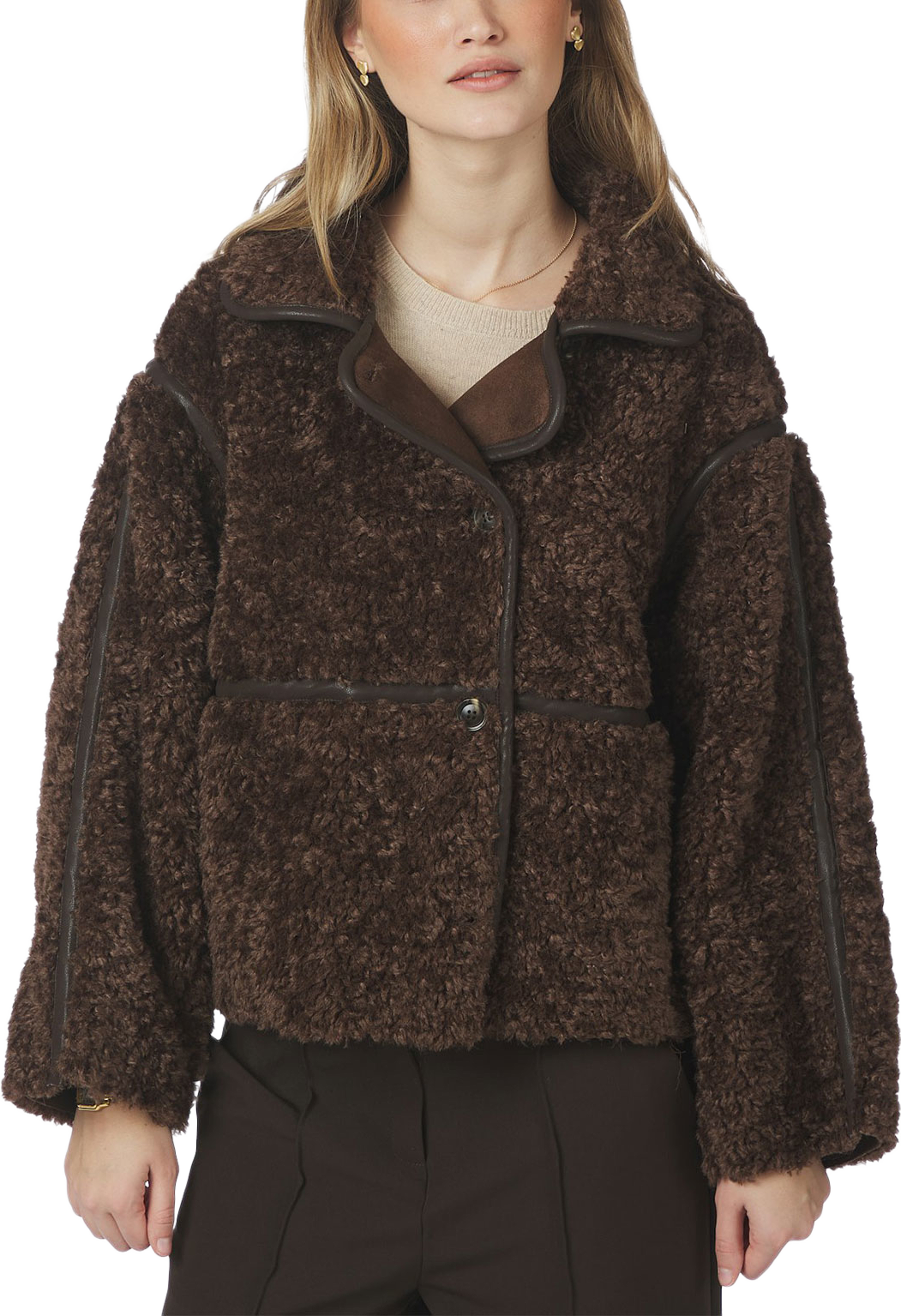 Castor Faux Fur Jacket, från Neo Noir, i färgen Dark Brown. Klicka för att öppna bilden i stort format