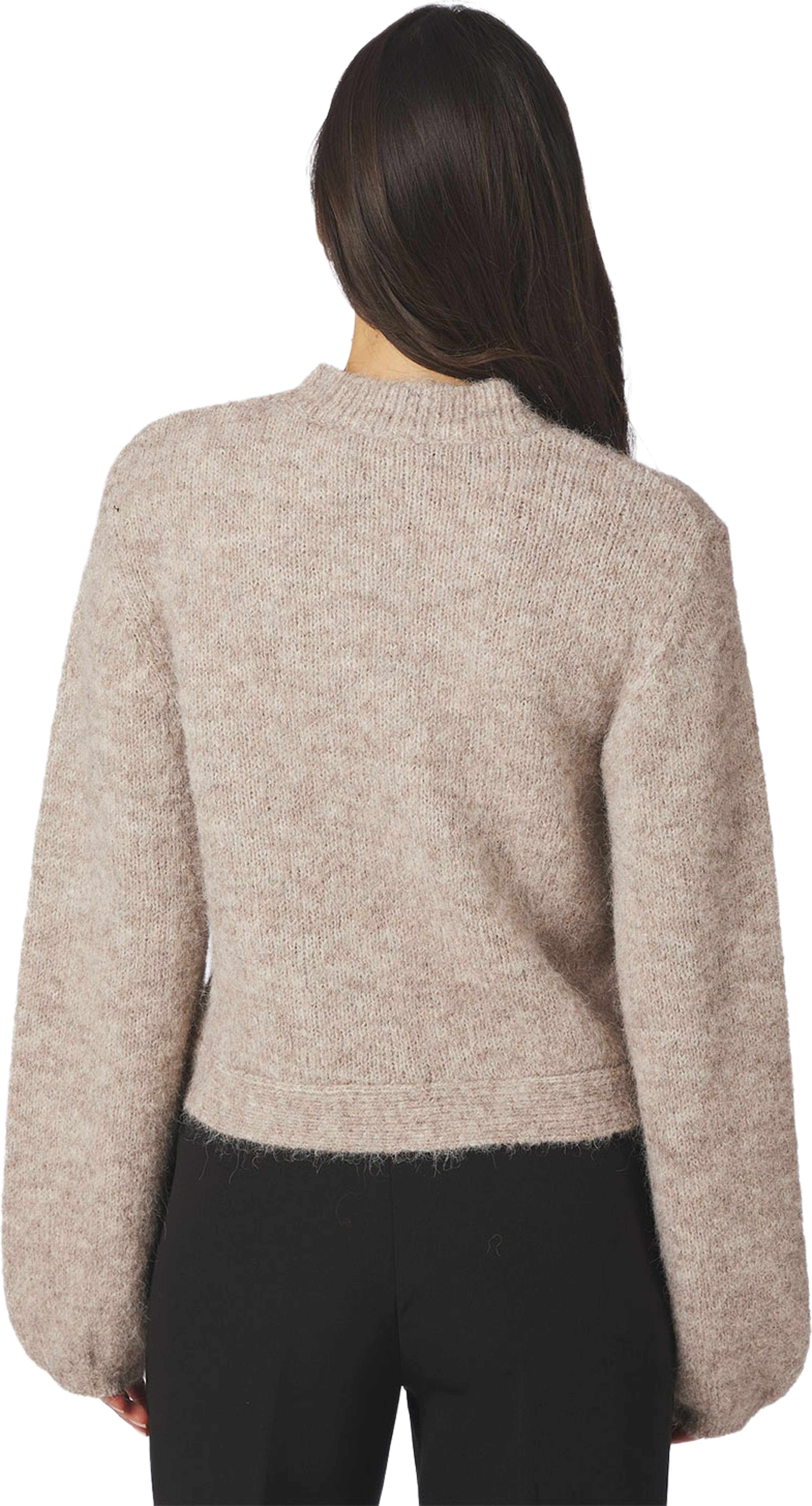 Gio Fluffy Knit Cardigan, från Neo Noir, i färgen Beige Melange. Klicka för att öppna bilden i stort format