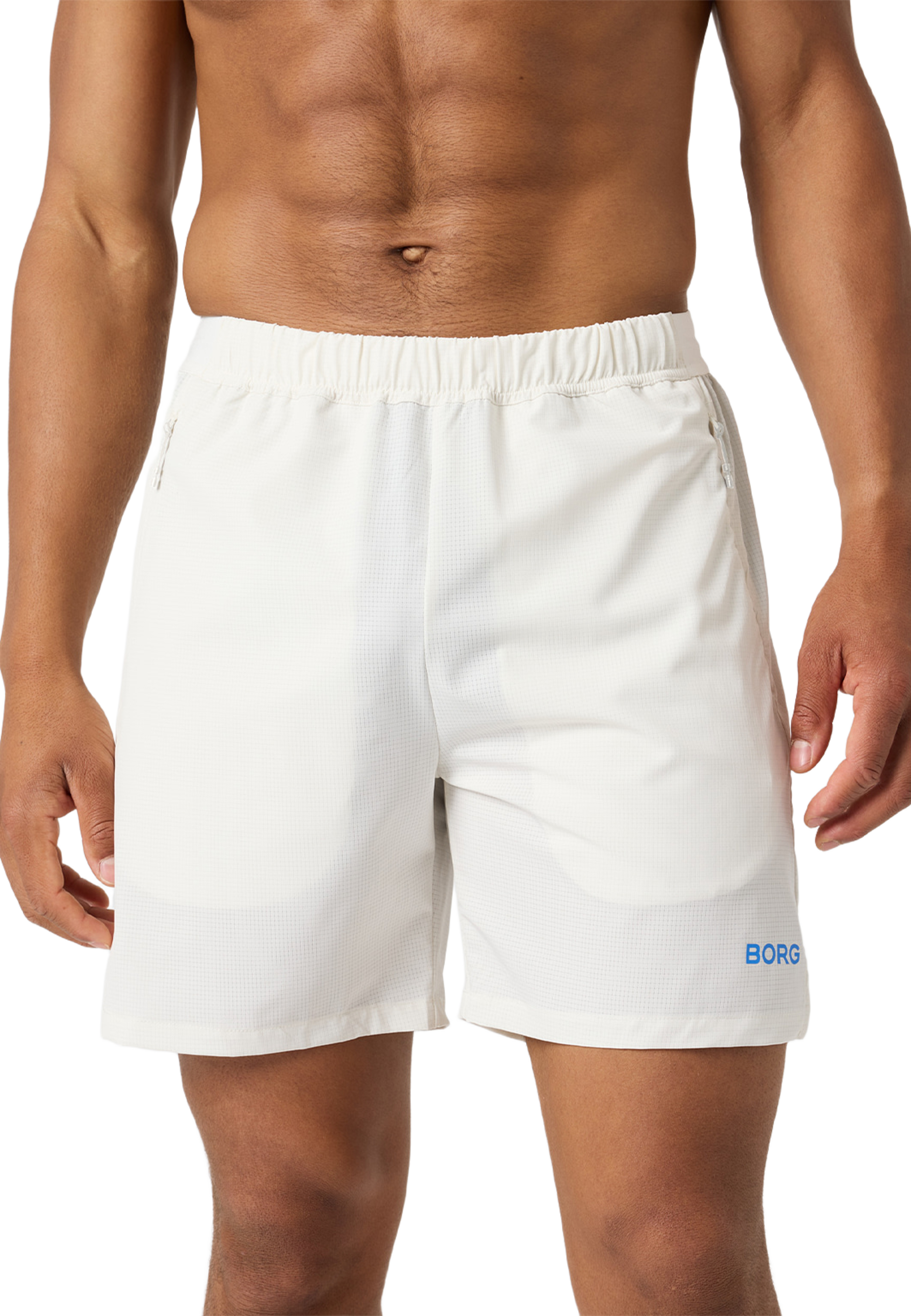 Borg Zip Shorts, från Björn Borg Sport, i färgen Tofu. Klicka för att öppna bilden i stort format