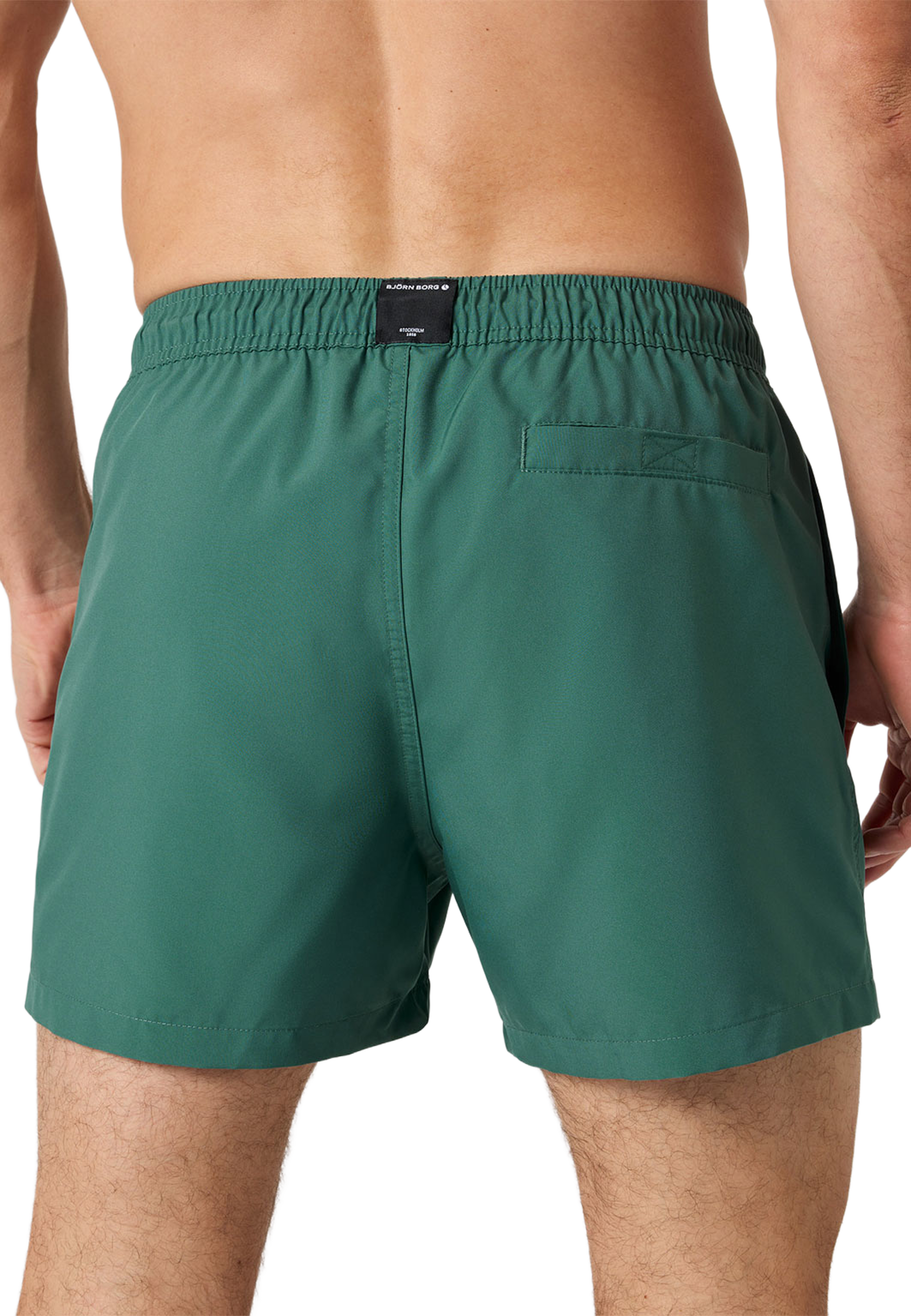 Borg Solid Swim Shorts, från Björn Borg, i färgen Mallard Green. Klicka för att öppna bilden i stort format
